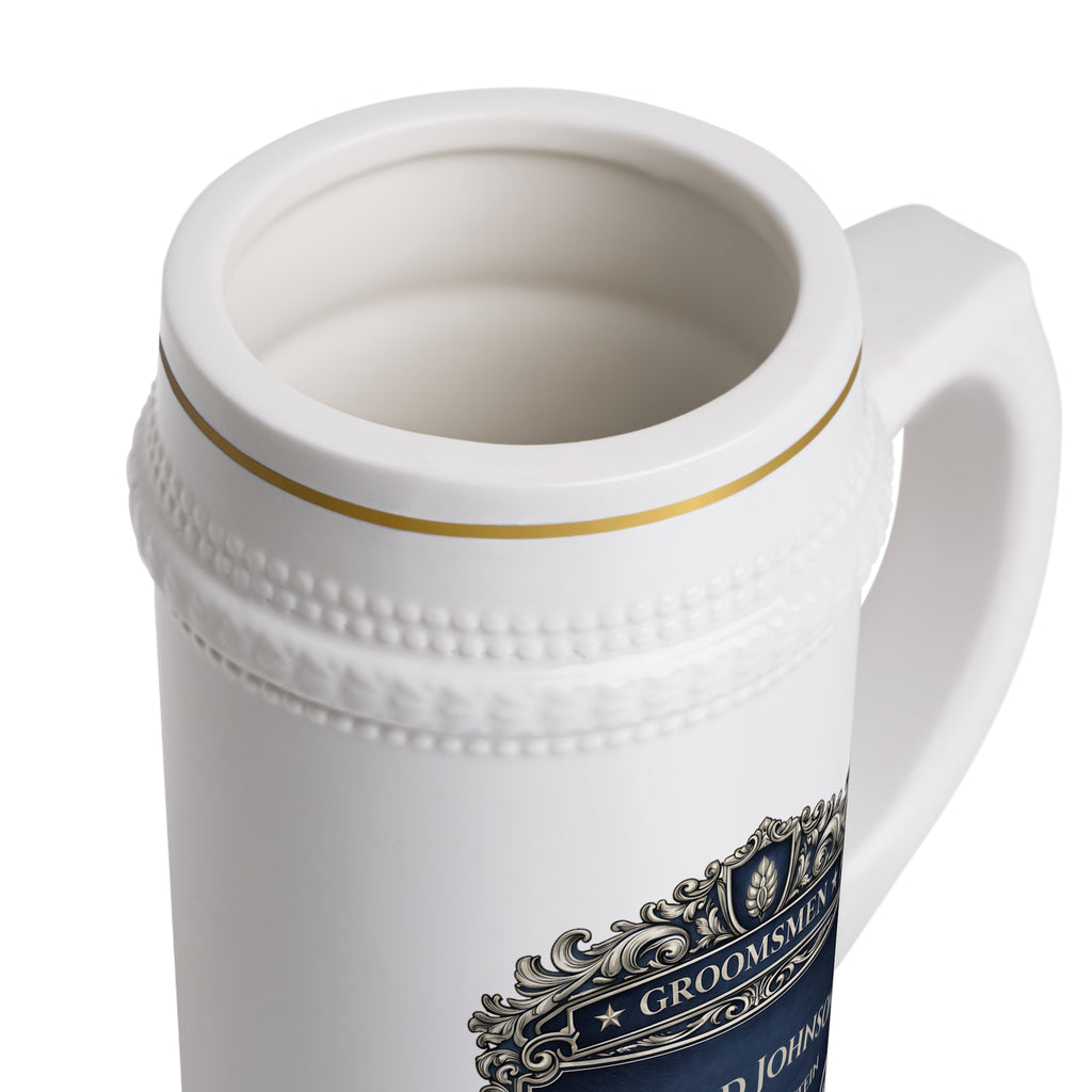 Personalized Groomsmen Beer Stein 22oz - Custom Name Wedding Beer Mug