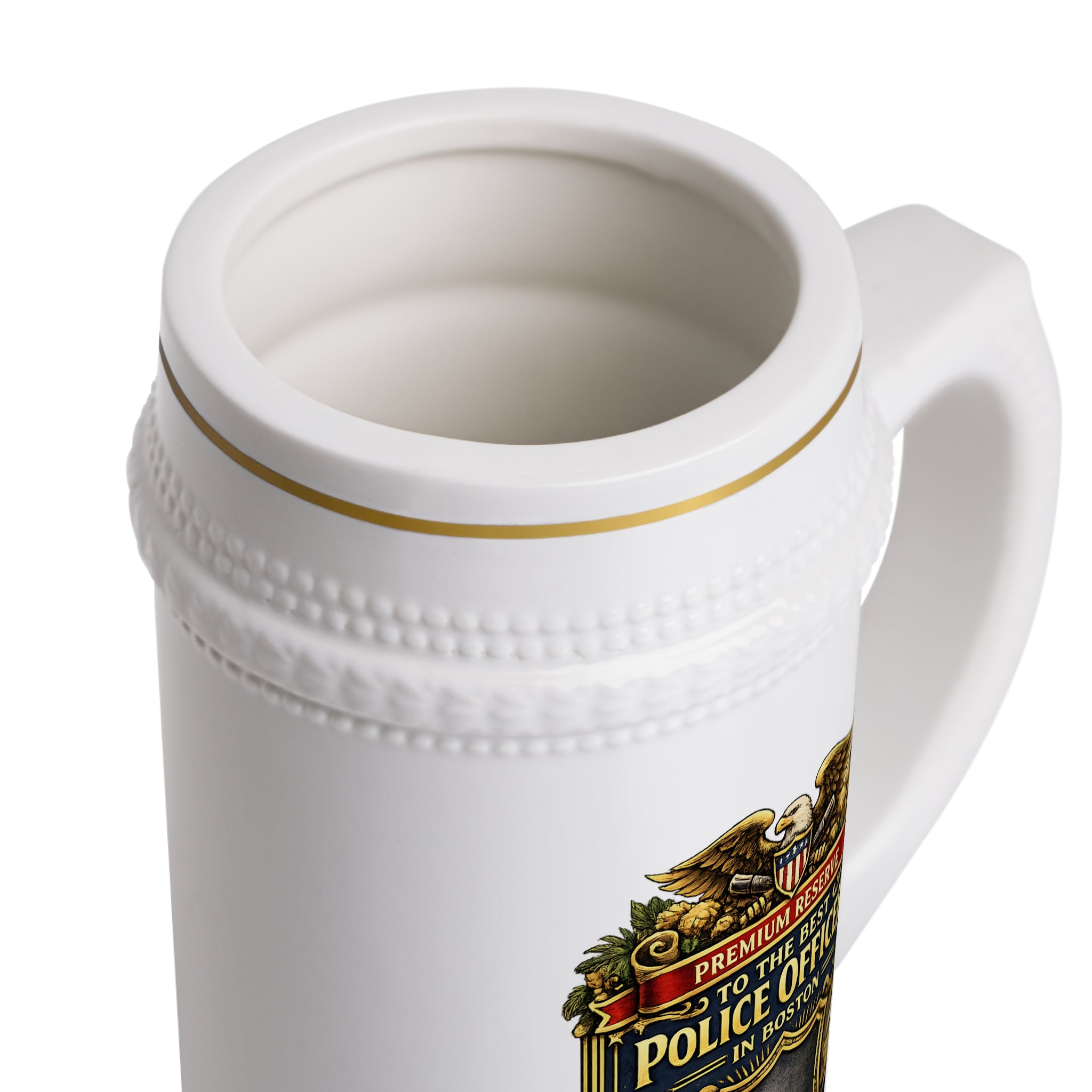 Personalized Boston Police Officer Beer Stein 22oz - Custom Name Cop Mug, Law Enforcement Gift for Him
