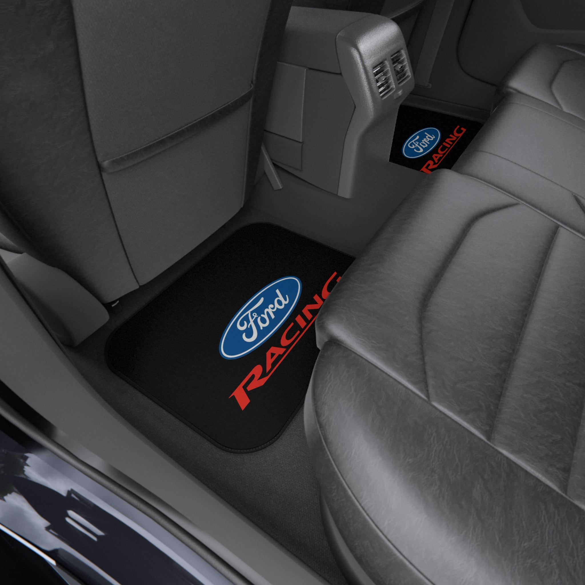 4 Piece Universal Car Floor Mats Set Ford Racing Logo Black Auto Interior Accessories