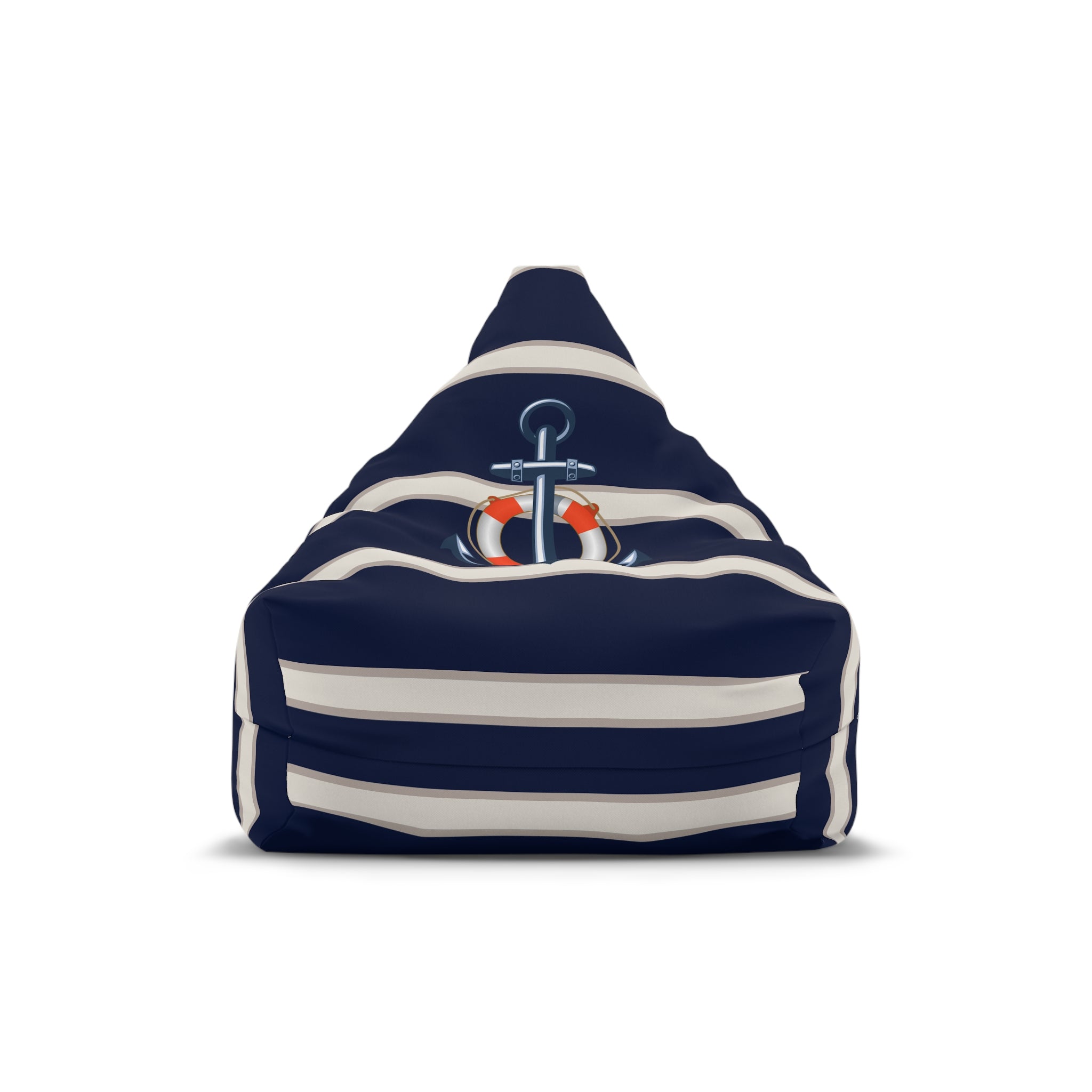Nautical Anchor Bean Bag Chair Cover | Navy White Coastal Bean Bag Cover | Beach Home Decor