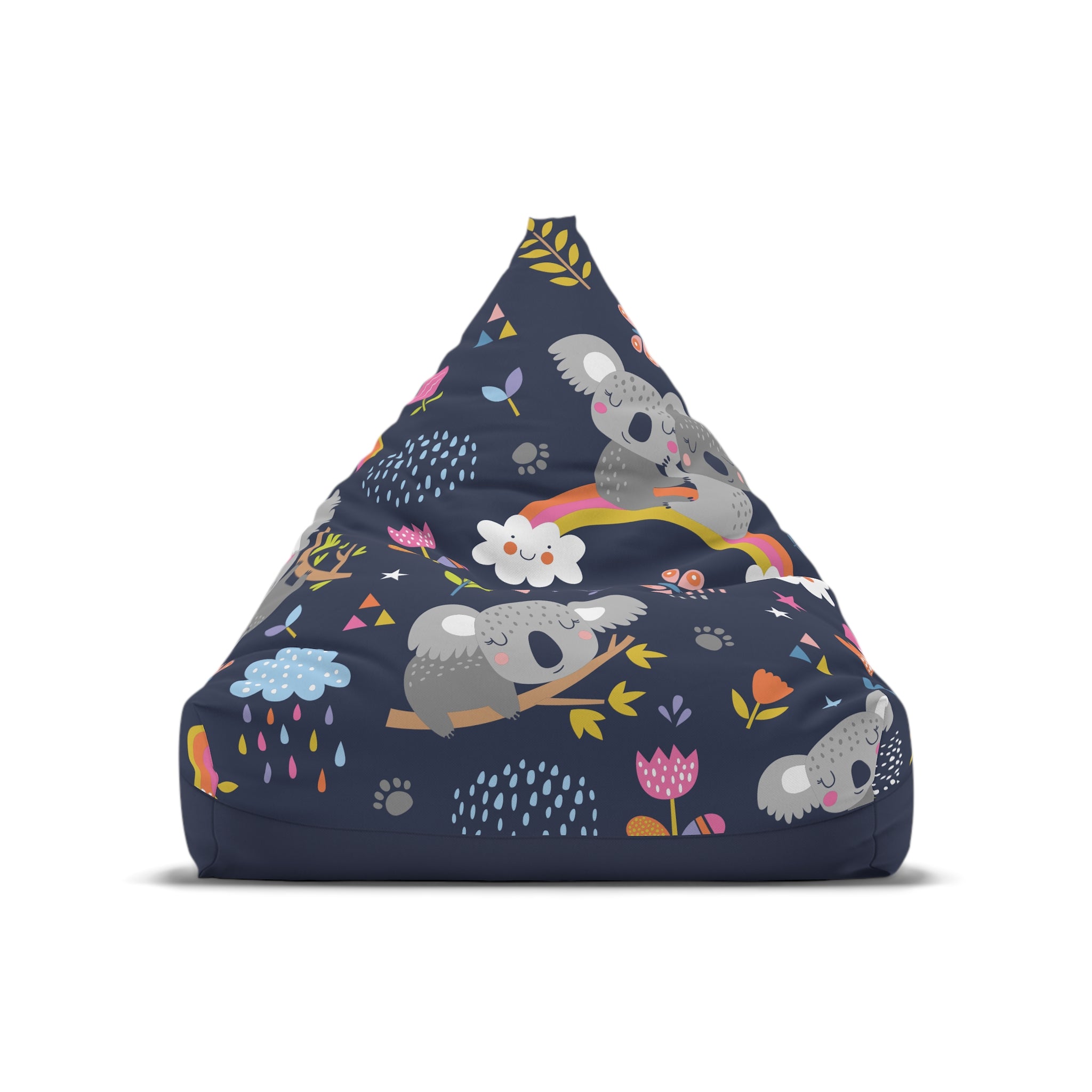 Koala Rainbows Pattern Bean Bag Chair Cover | Navy Floral Nursery