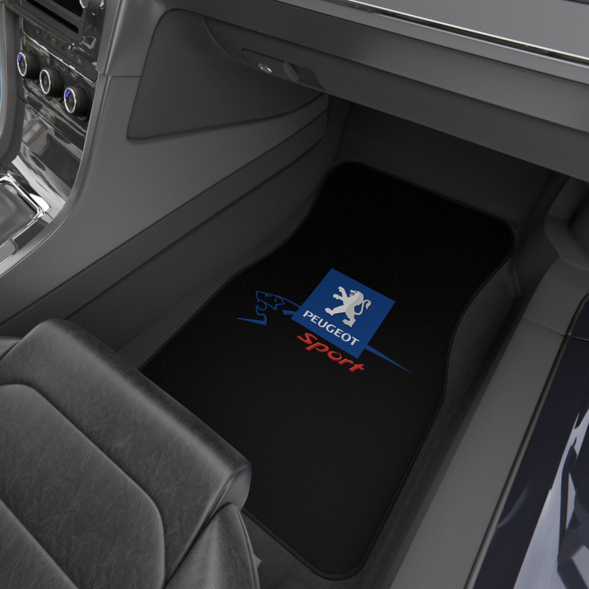 Peugeot Sport Style Car Floor Mats Set of 4 Black Universal Auto Mats
