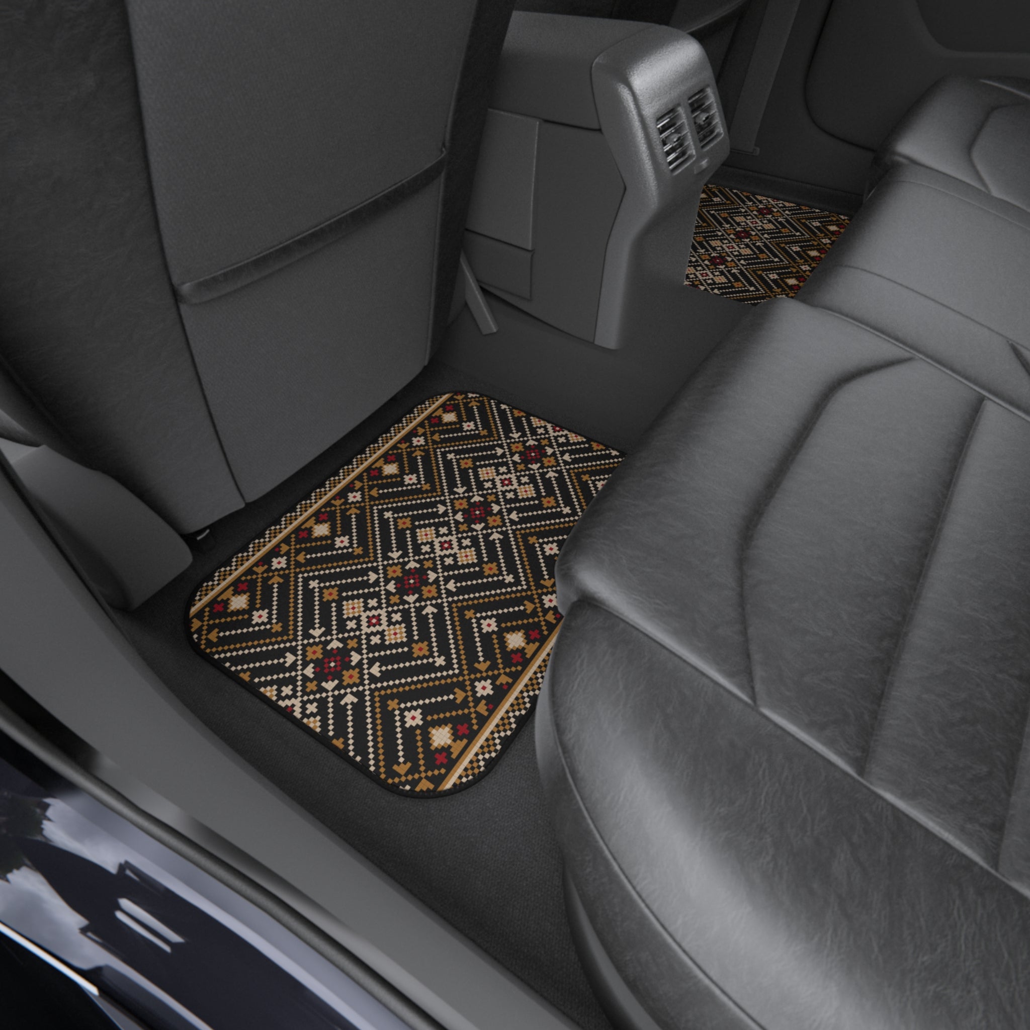 Tribal Geometric Car Mats (Set of 4) — Brown Aztec Floor Liners
