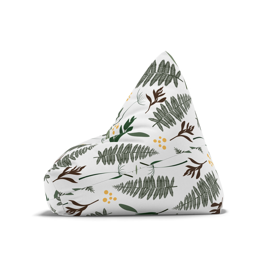 Green Fern Leaves Pattern Bean Bag Chair Cover | Botanical Leaf Print