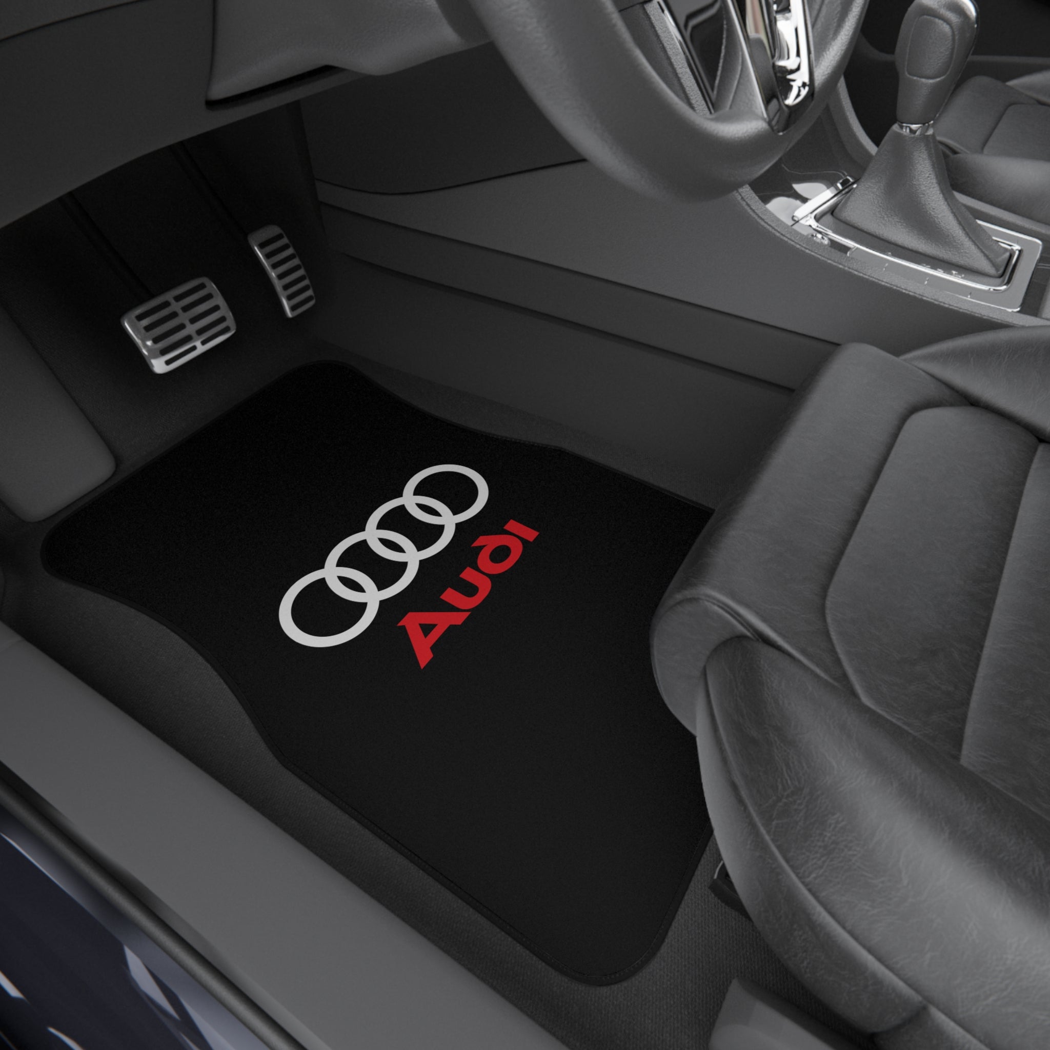 Audi Style Car Floor Mats Set of 4 Black Universal Auto Mats