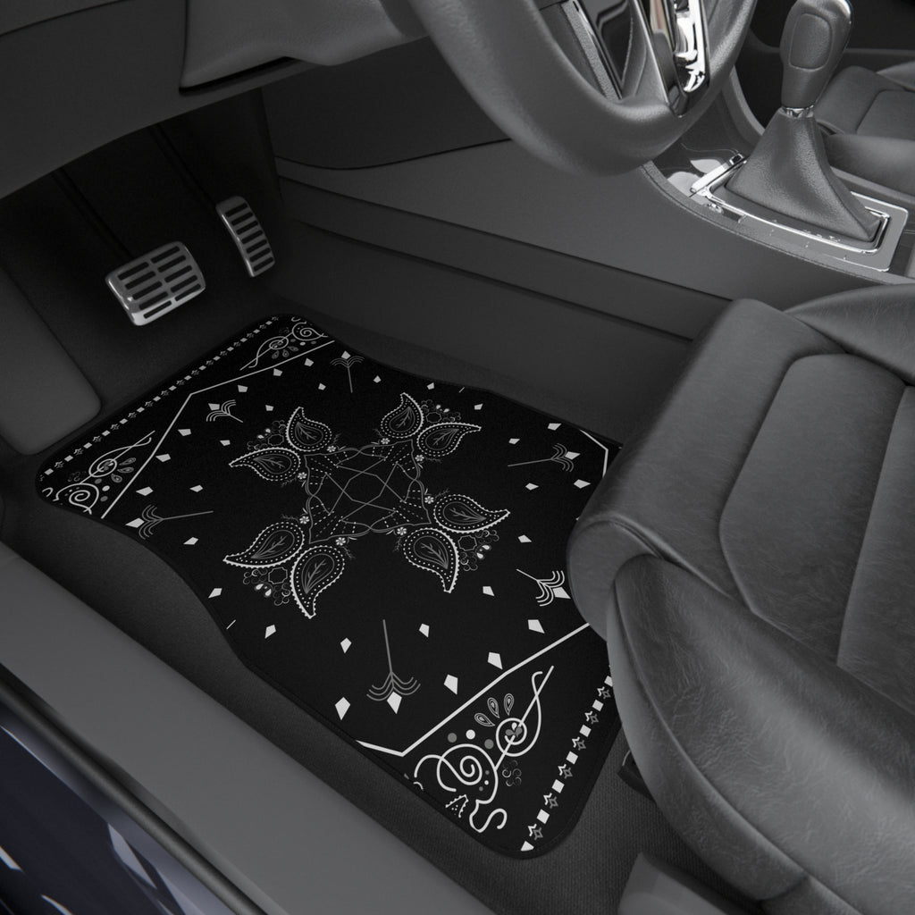 Black Bandana-Style Car Floor Mats (Set of 4)