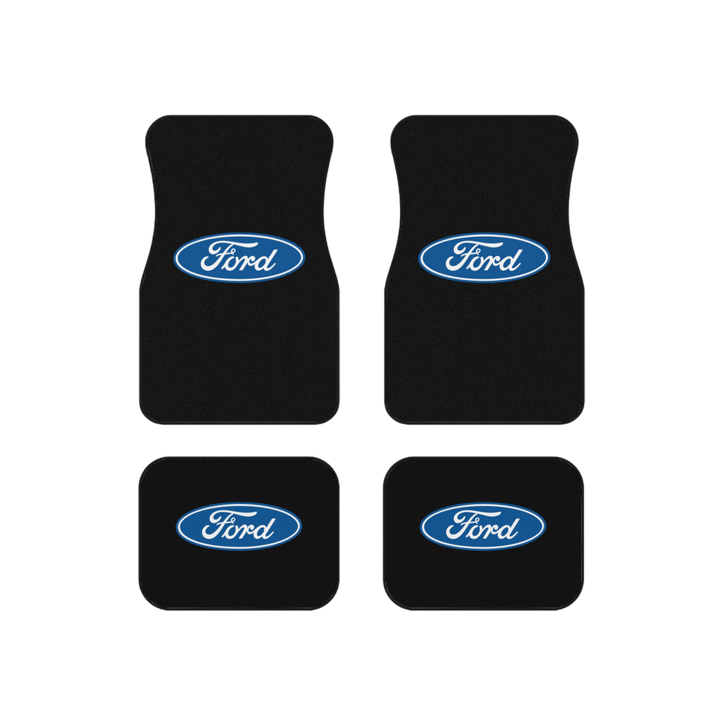 4 Piece Universal Car Floor Mats Set Ford Logo Black Auto Interior Accessories