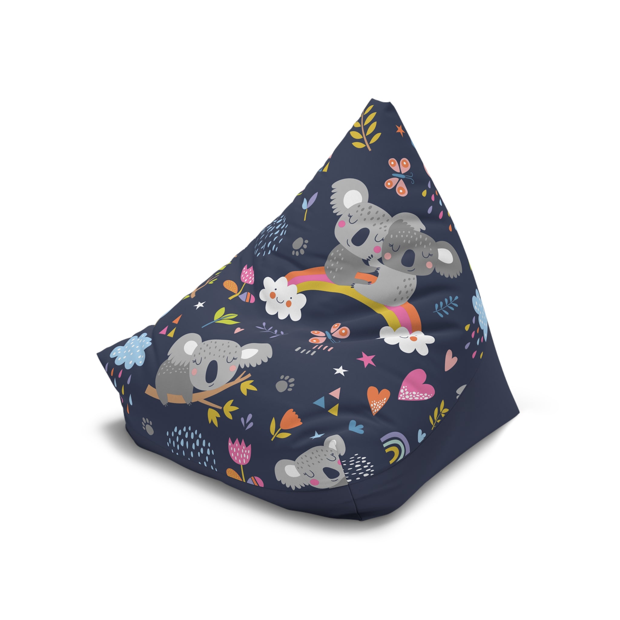 Koala Rainbows Pattern Bean Bag Chair Cover | Navy Floral Nursery
