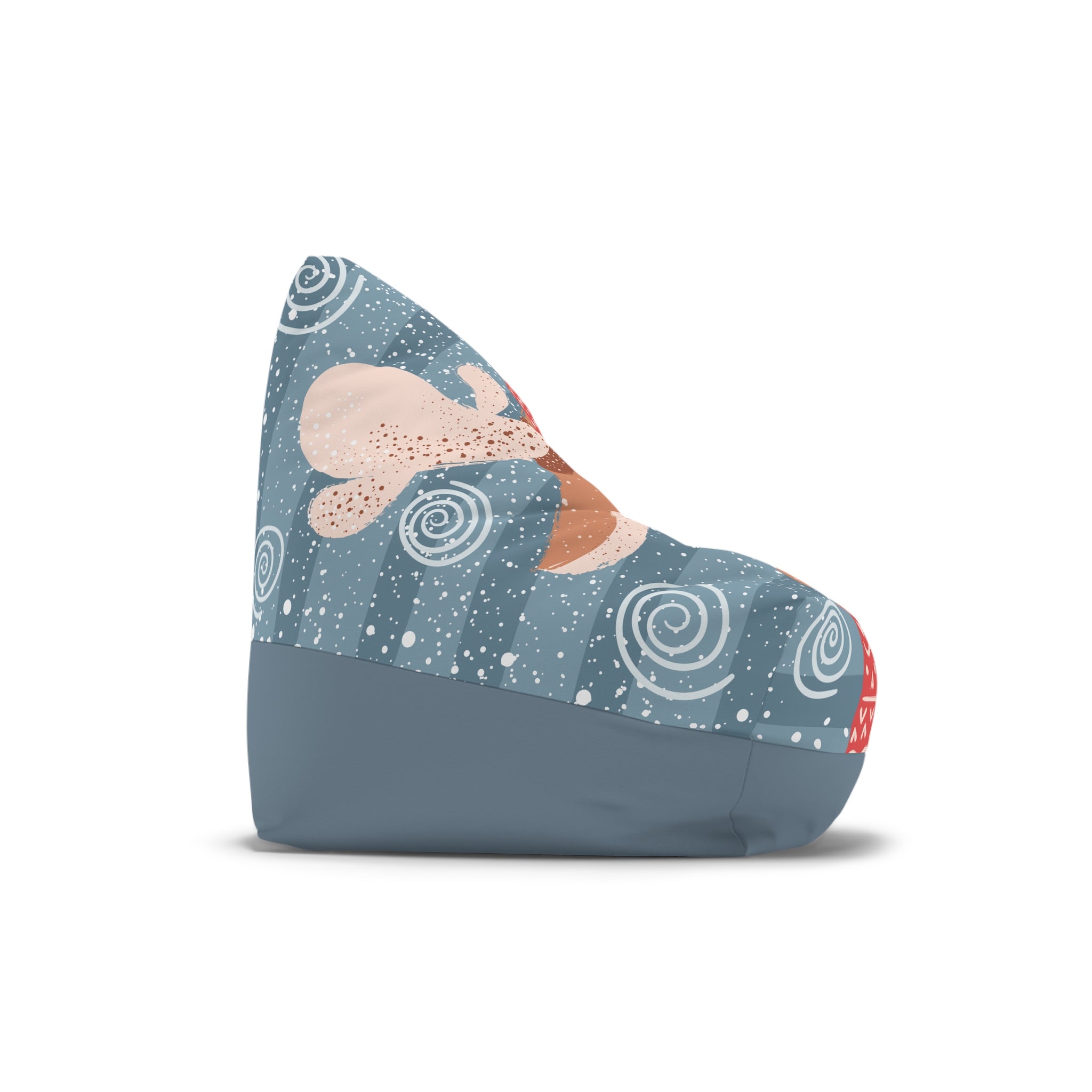 Sleeping Fox Bean Bag Chair Cover | Winter Woodland Pattern, Snowflakes