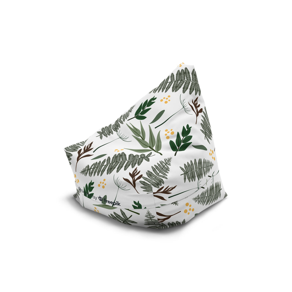 Green Fern Leaves Pattern Bean Bag Chair Cover | Botanical Leaf Print