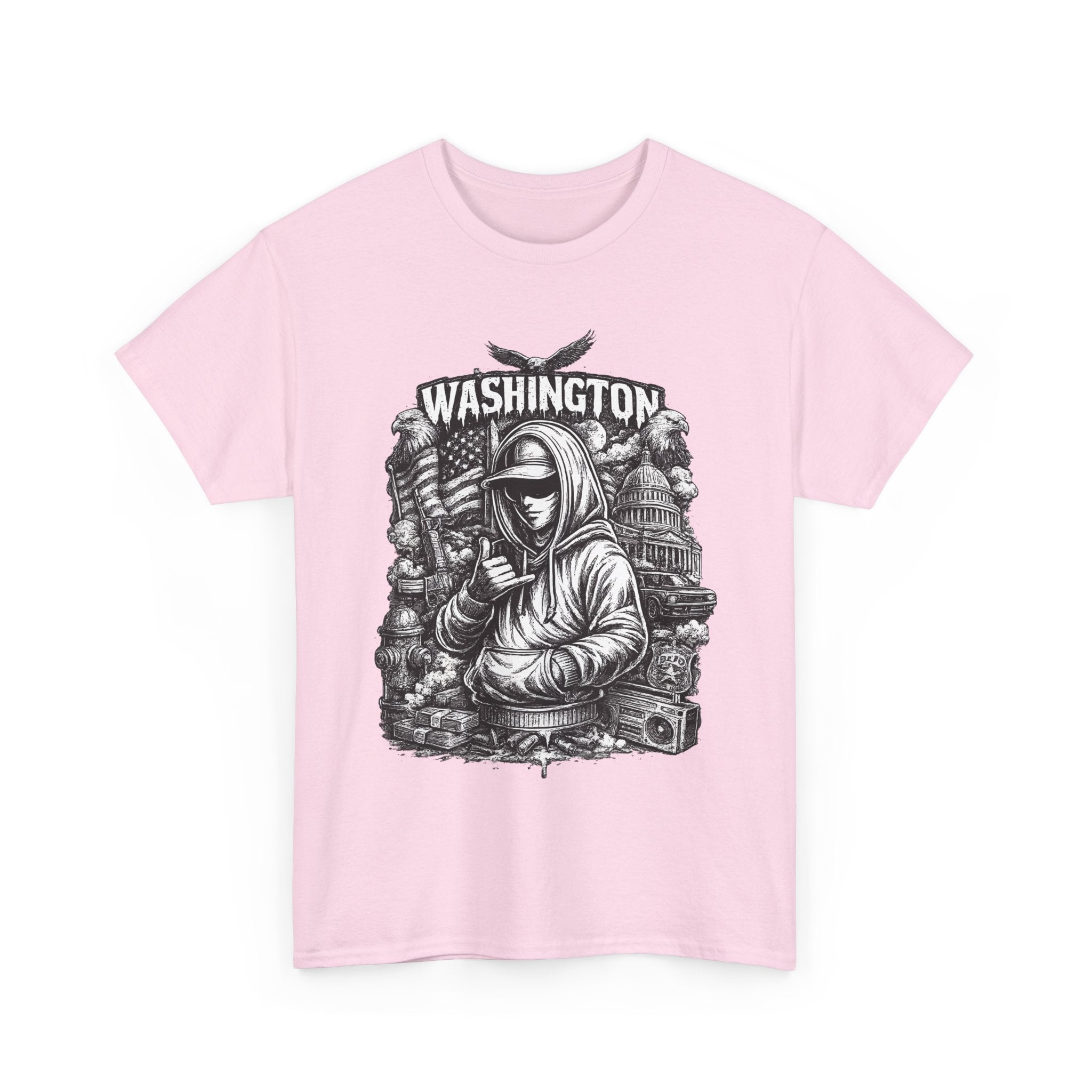 Washington DC T Shirt Streetwear Graphic Tee, Urban City Shirt Black, Dark Street Style Unisex Gift