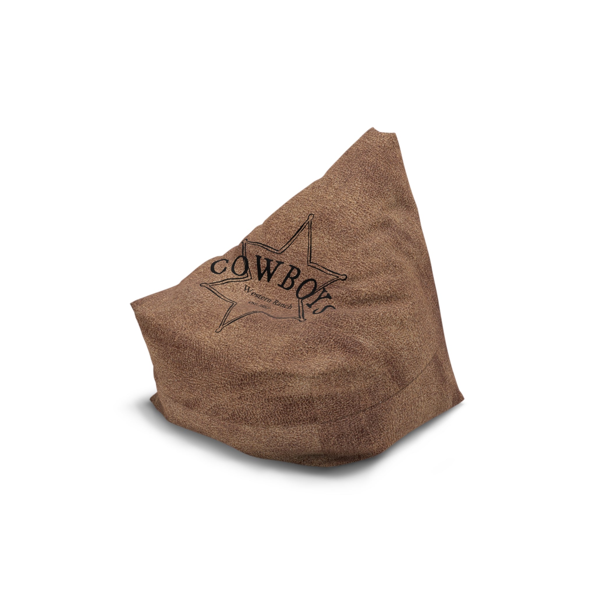 Cowboy Star Bean Bag Chair Cover | Western Rustic Leather Look gift for him