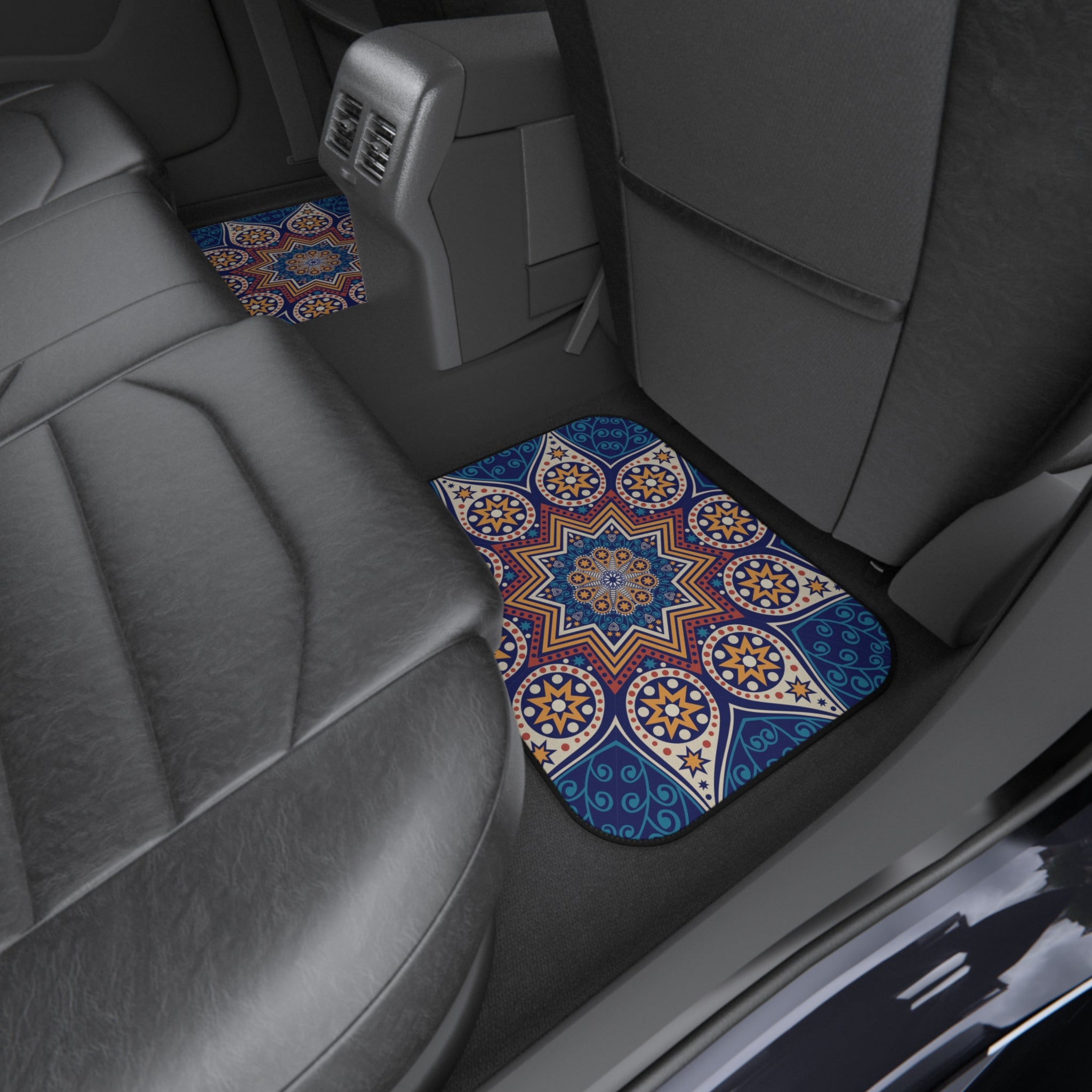 Mandala Car Floor Mats (Set of 4) — Blue Boho Star Pattern