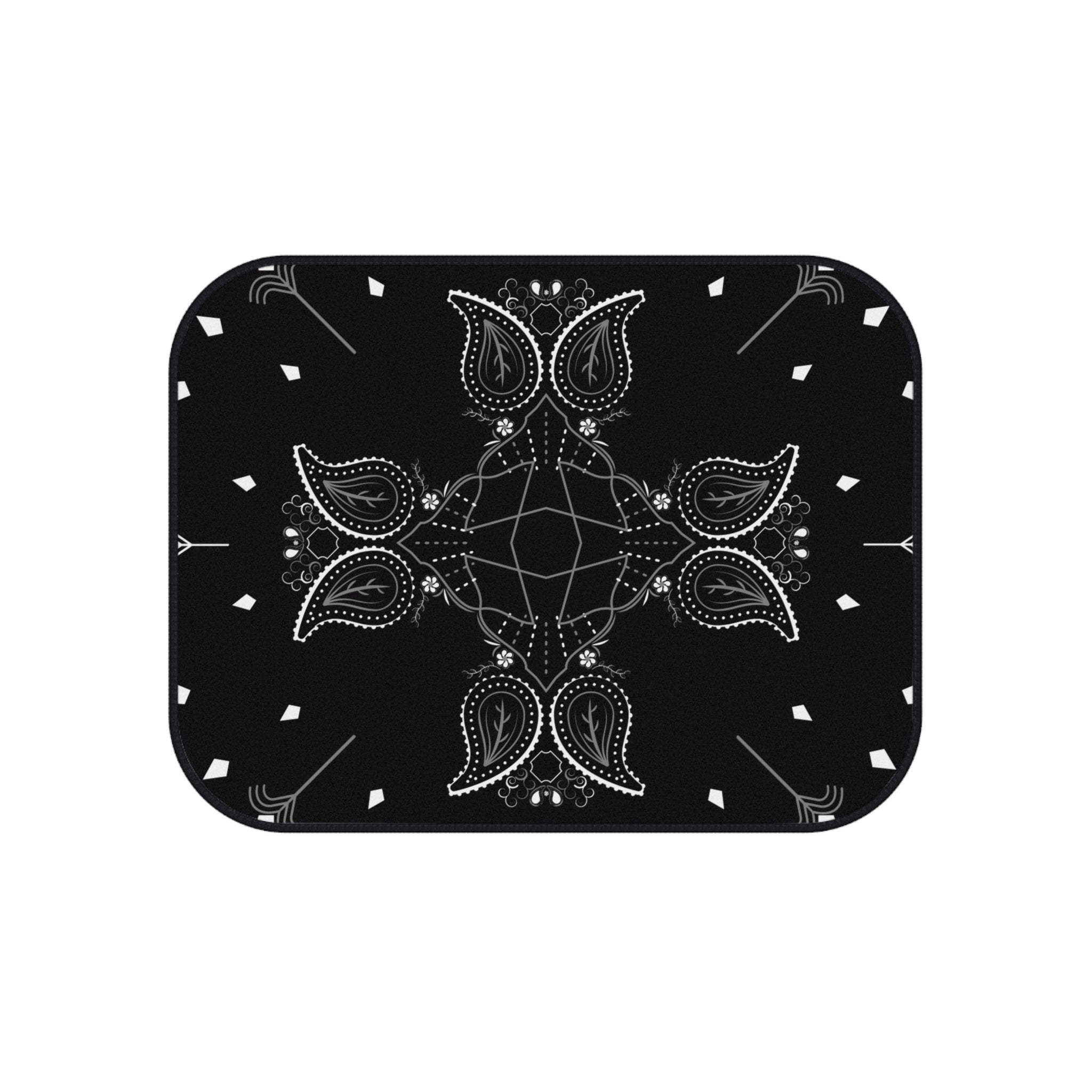 Black Bandana-Style Car Floor Mats (Set of 4)