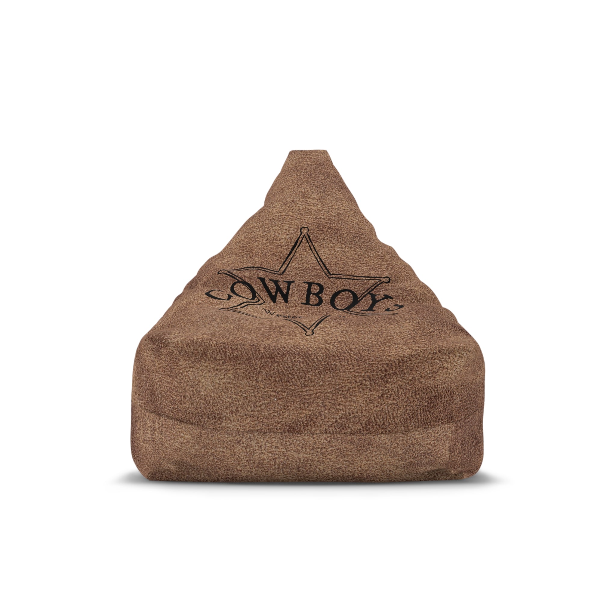 Cowboy Star Bean Bag Chair Cover | Western Rustic Leather Look gift for him