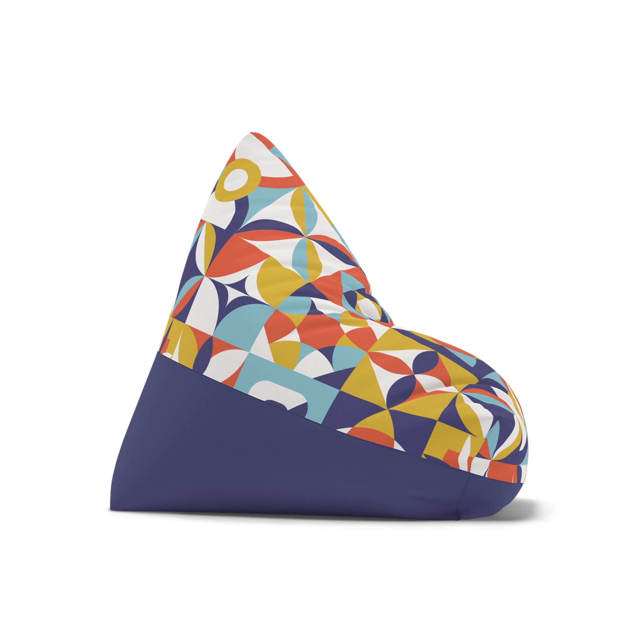Midcentury Geometric Pattern Bean Bag Chair Cover | Retro Tile Motif
