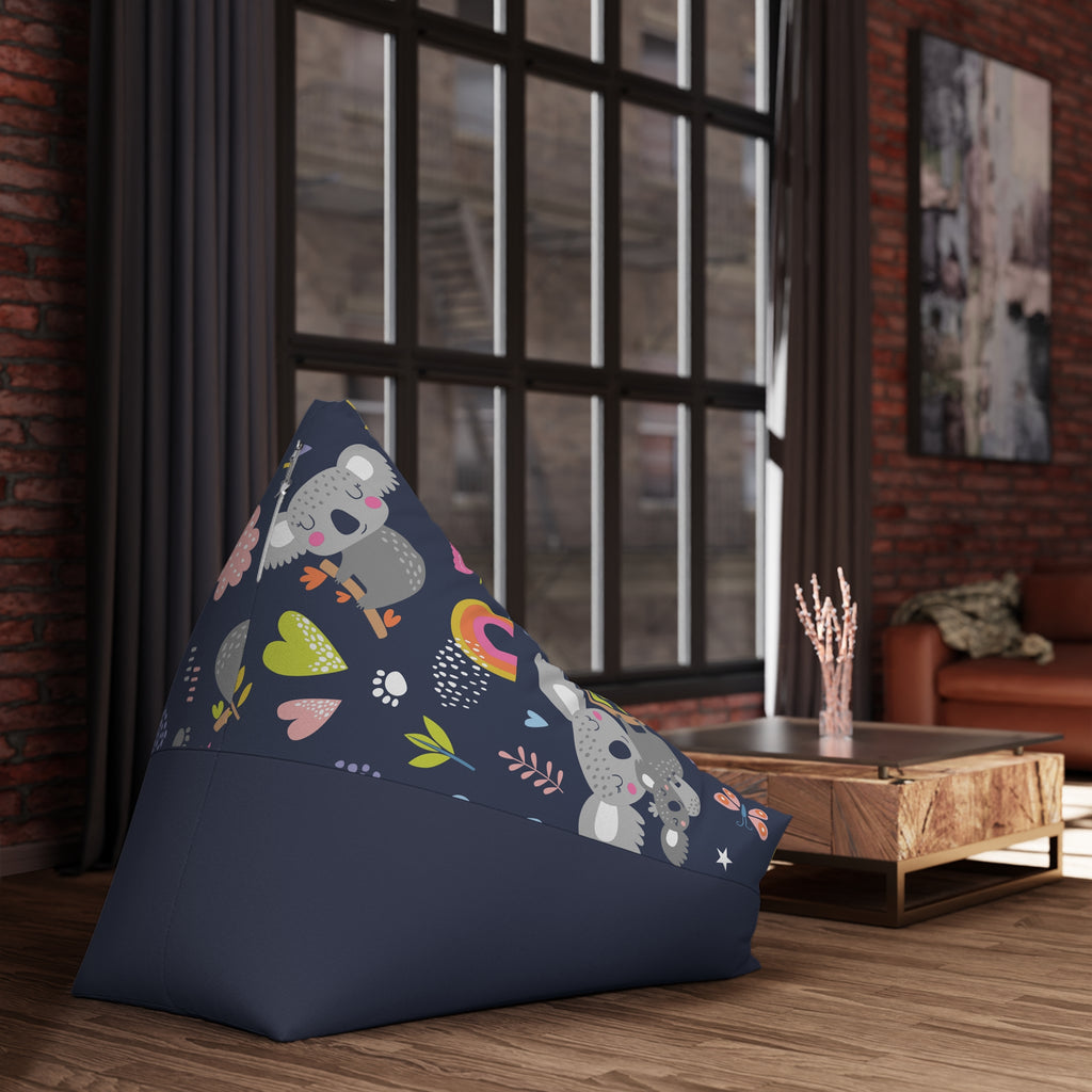 Koala Rainbows Pattern Bean Bag Chair Cover | Navy Floral Nursery