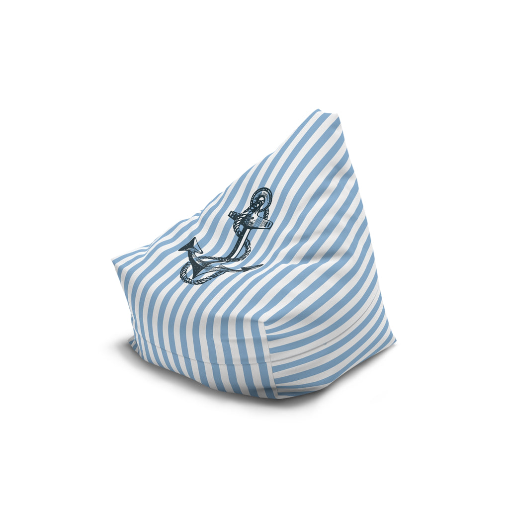 Nautical Stripe Bean Bag Chair Cover | Blue White Anchor Bean Bag Cover | Coastal Home Decor