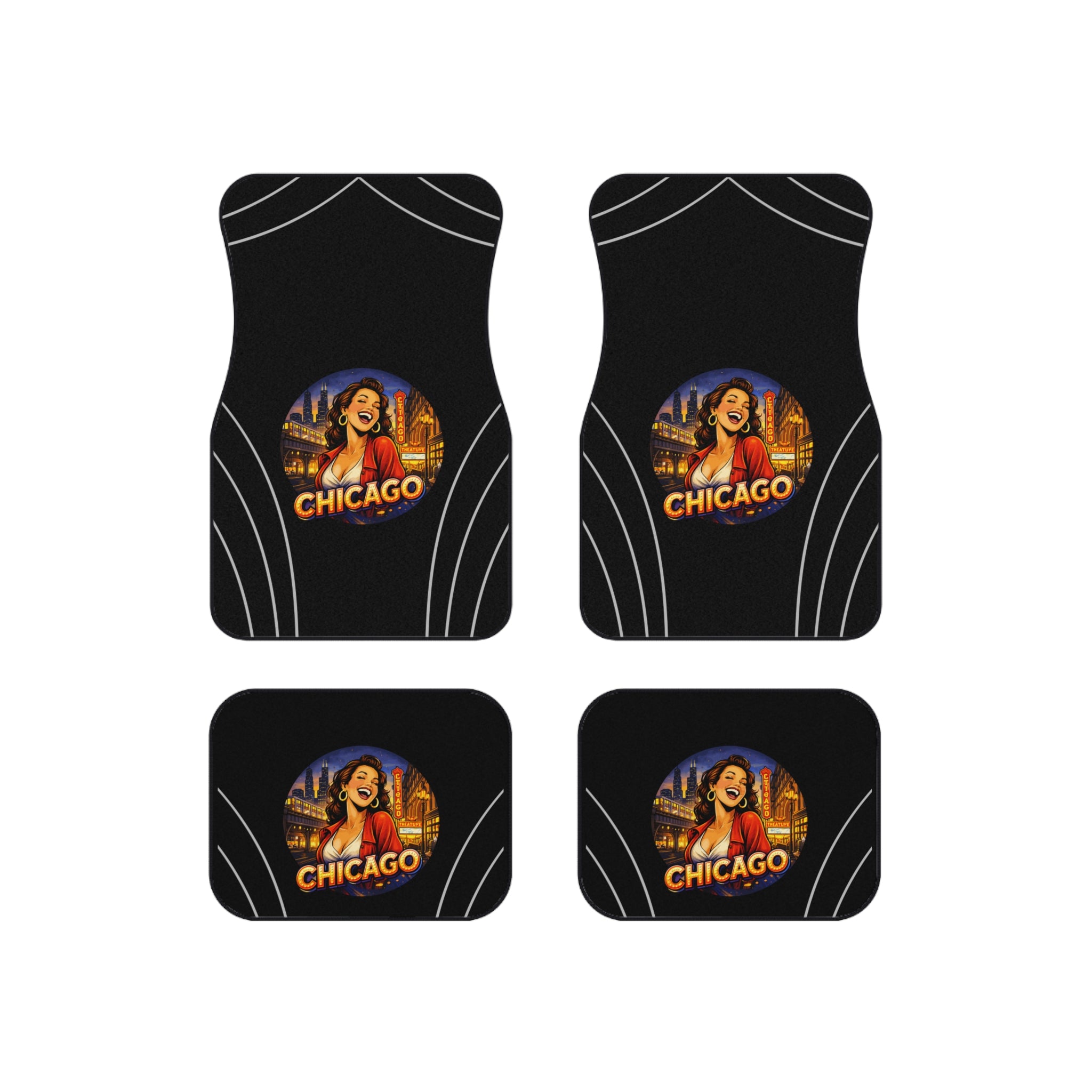 Chicago Vintage Pinup Car Floor Mats — Set of 4