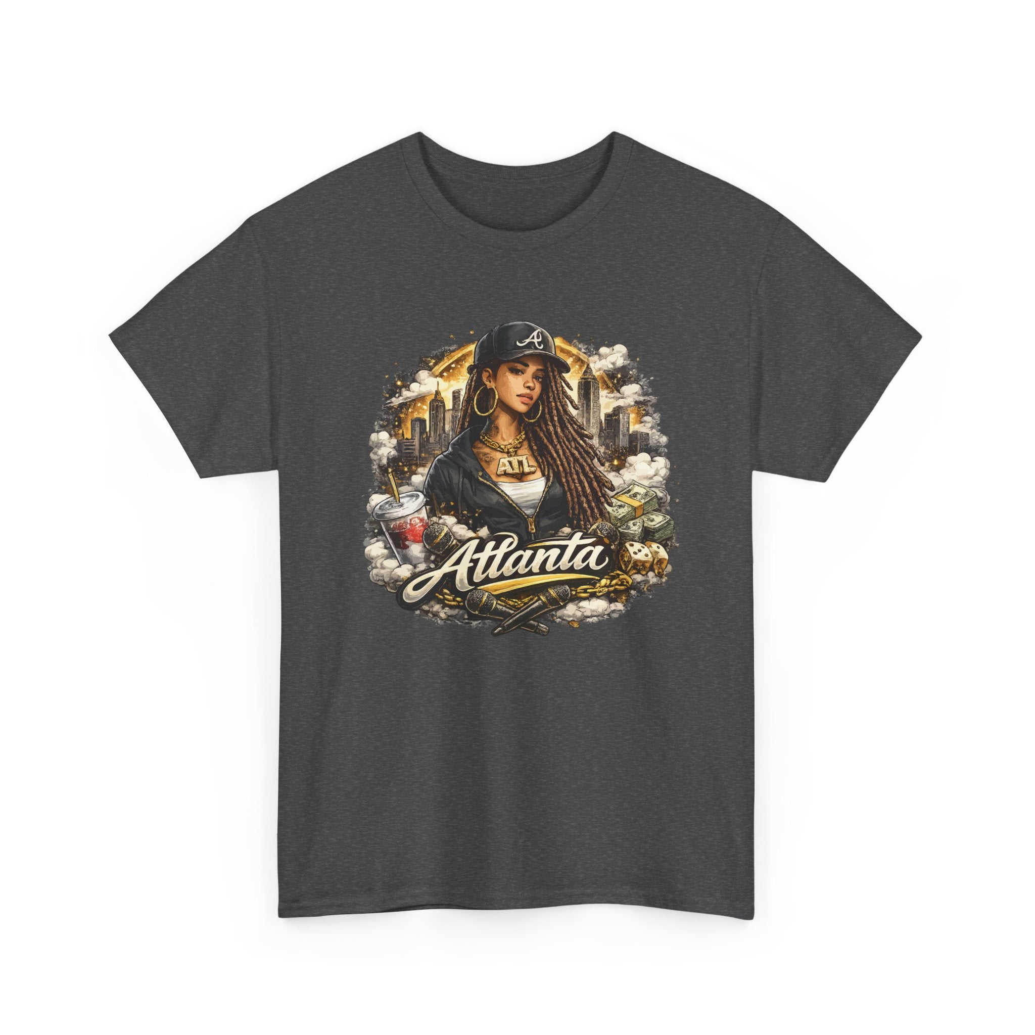 Atlanta Streetwear Graphic T Shirt for Women  Urban Hip Hop Style Tee, City Girl Fashion, Black Unisex Shirt
