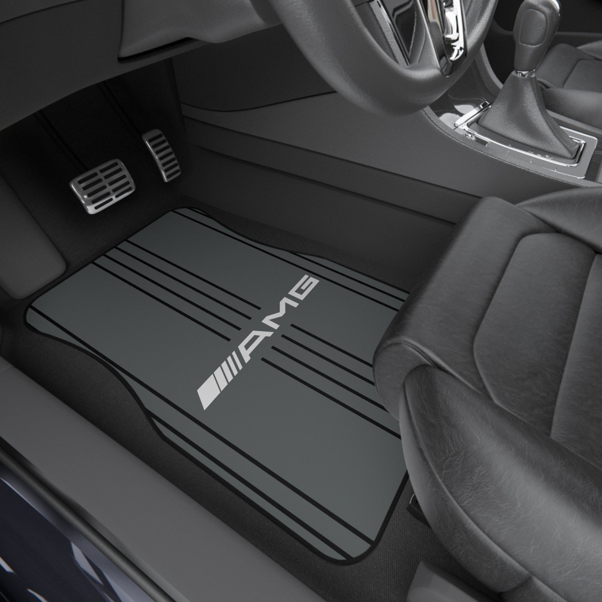 AMG Style Car Floor Mats Set of 4 Gray Universal Performance Auto Mats