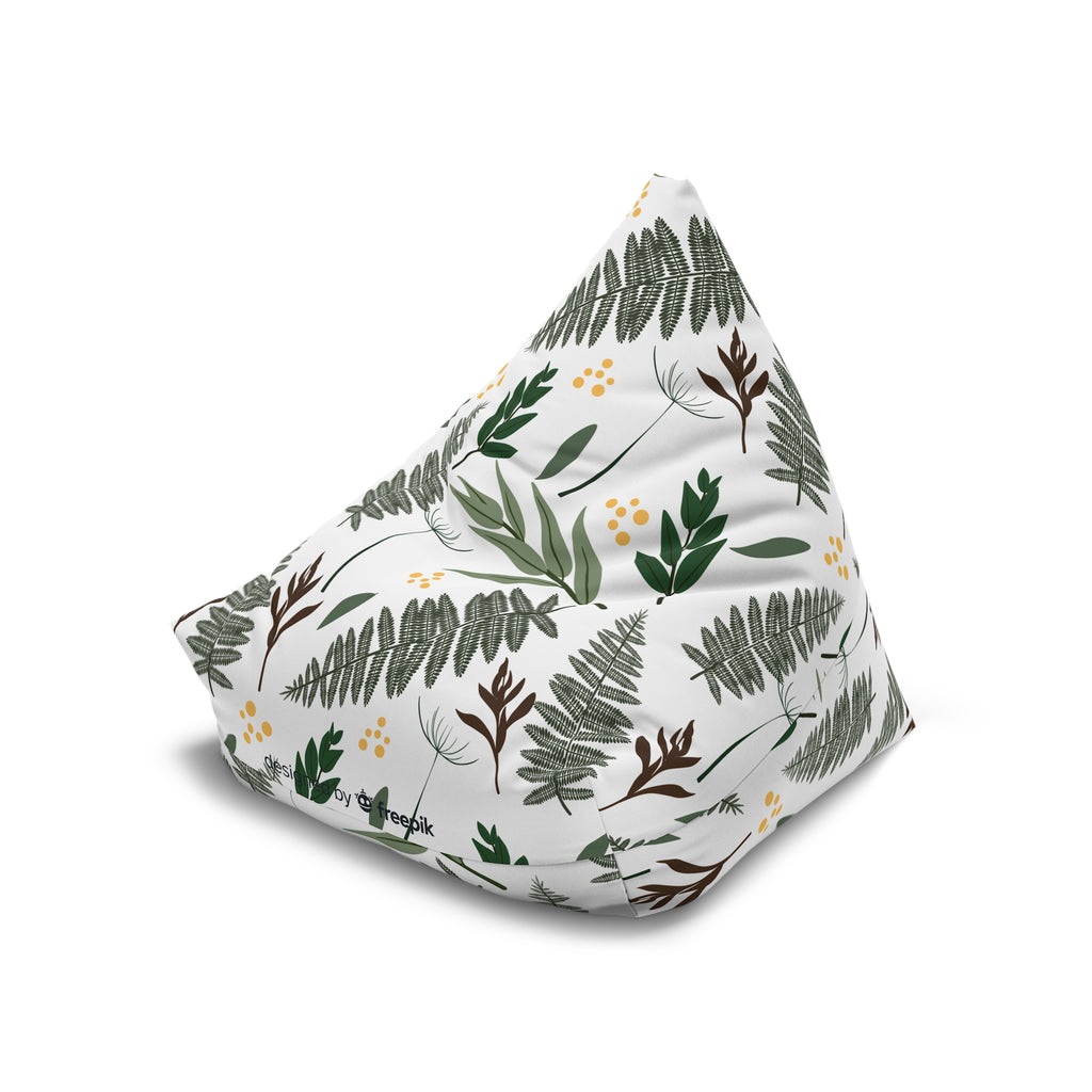 Green Fern Leaves Pattern Bean Bag Chair Cover | Botanical Leaf Print