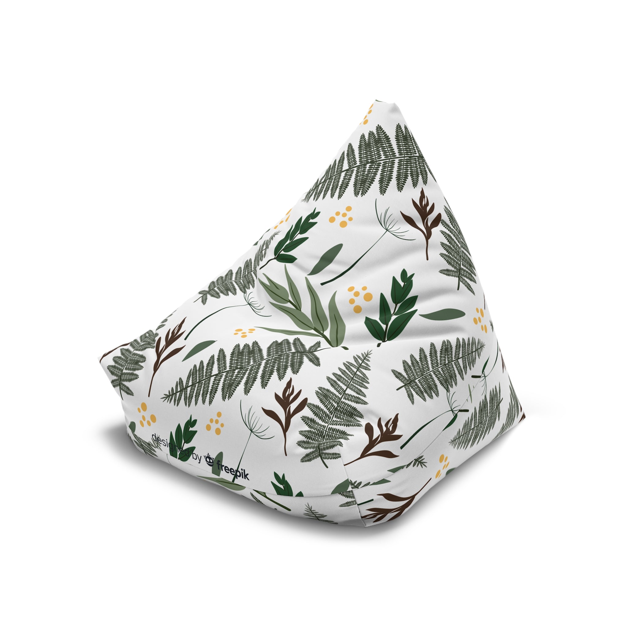 Green Fern Leaves Pattern Bean Bag Chair Cover | Botanical Leaf Print