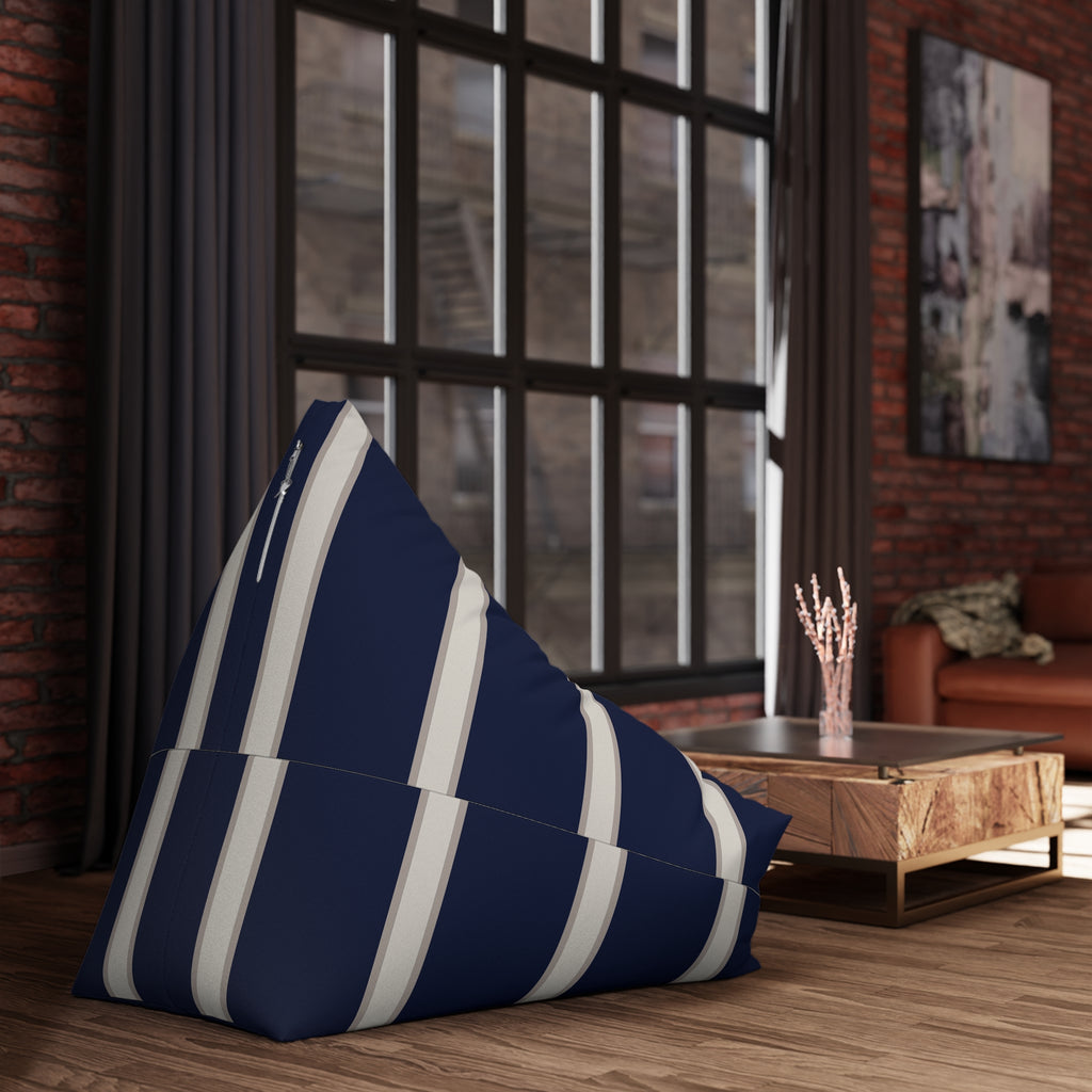 Nautical Anchor Bean Bag Chair Cover | Navy White Coastal Bean Bag Cover | Beach Home Decor