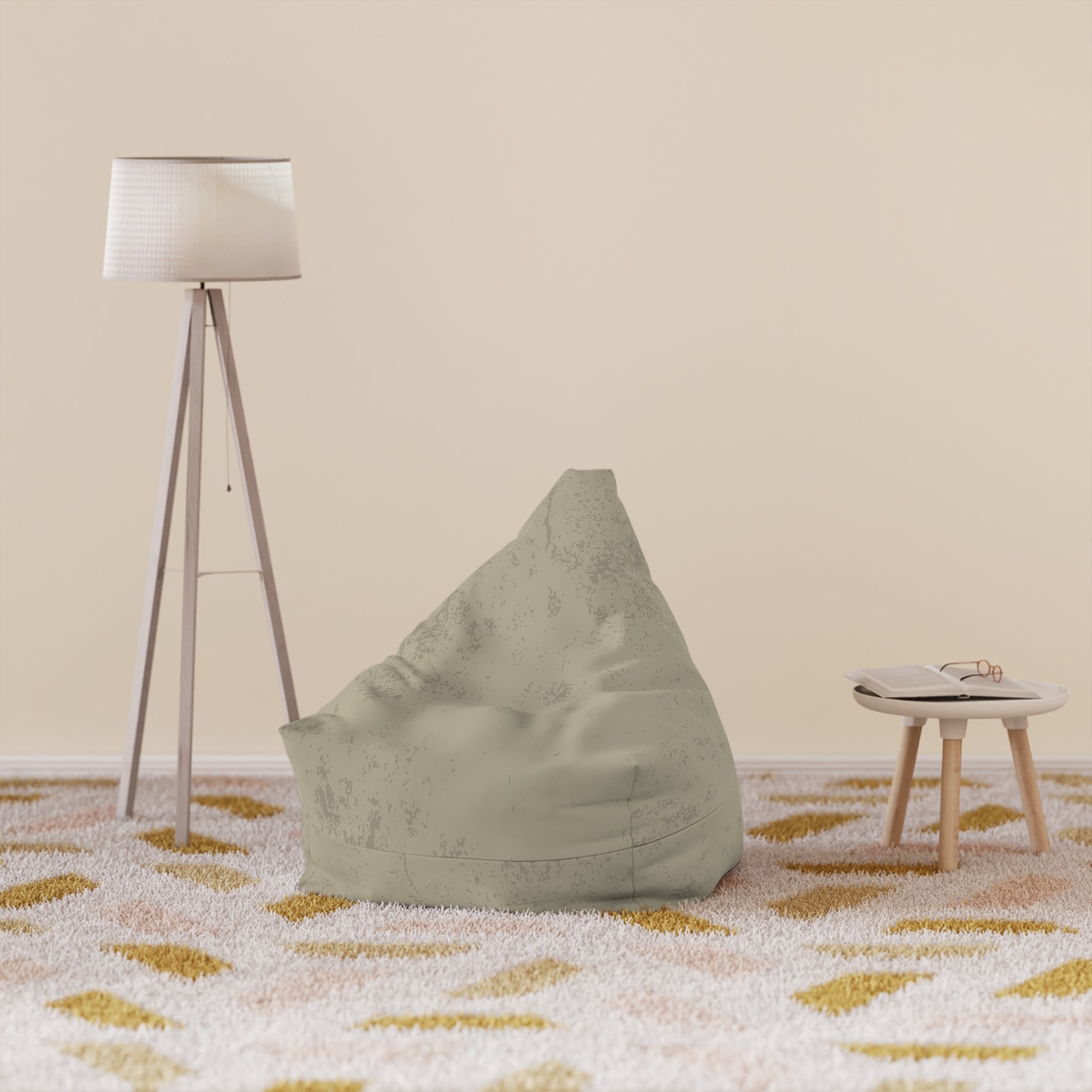 Distressed Tan Bean Bag Chair Cover | Neutral Rustic Home Decor
