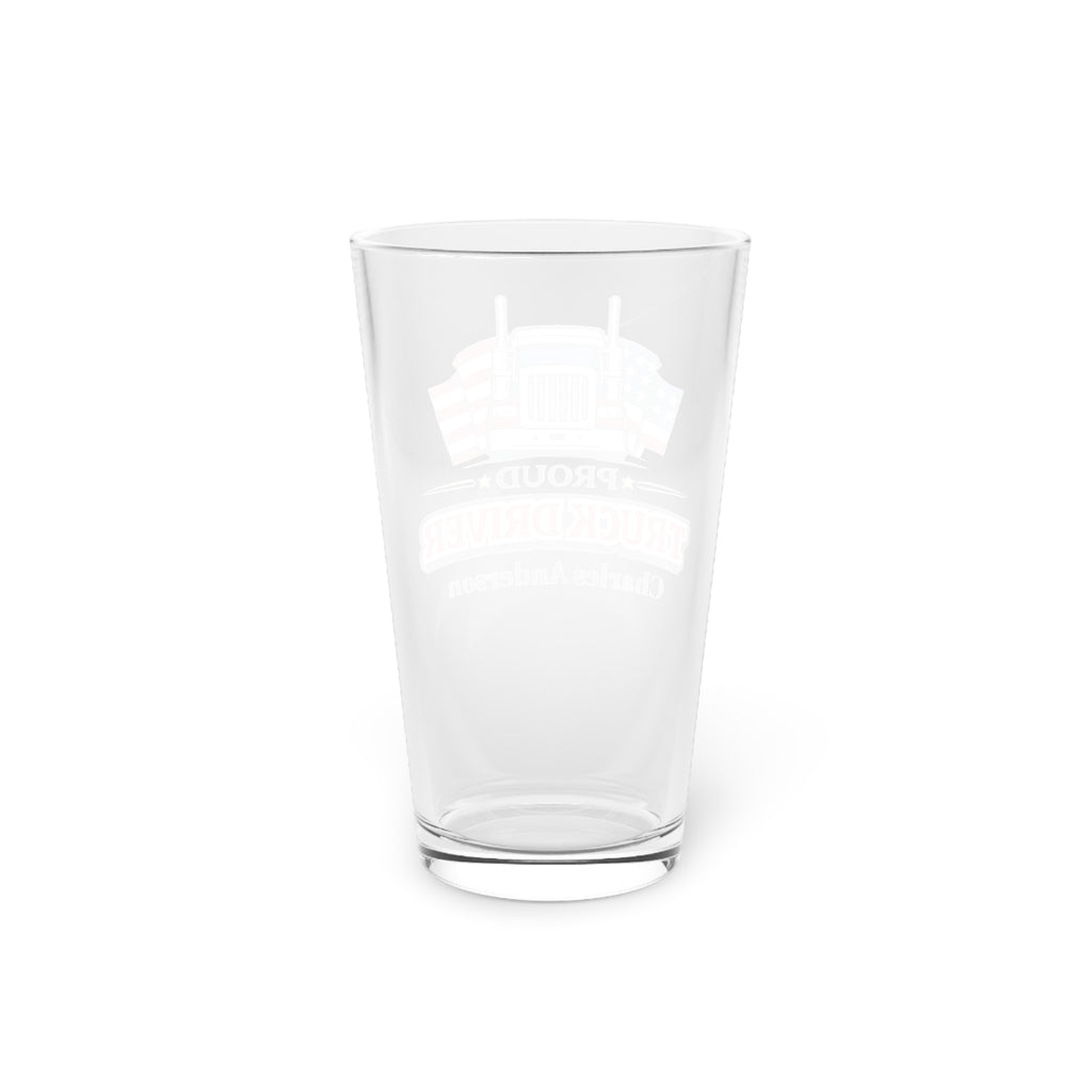 Proud Truck Driver Personalized Pint Glass 16oz  Custom Trucker Beer Glass with Name  Gift for CDL Driver, Trucker Dad Birthday Gift