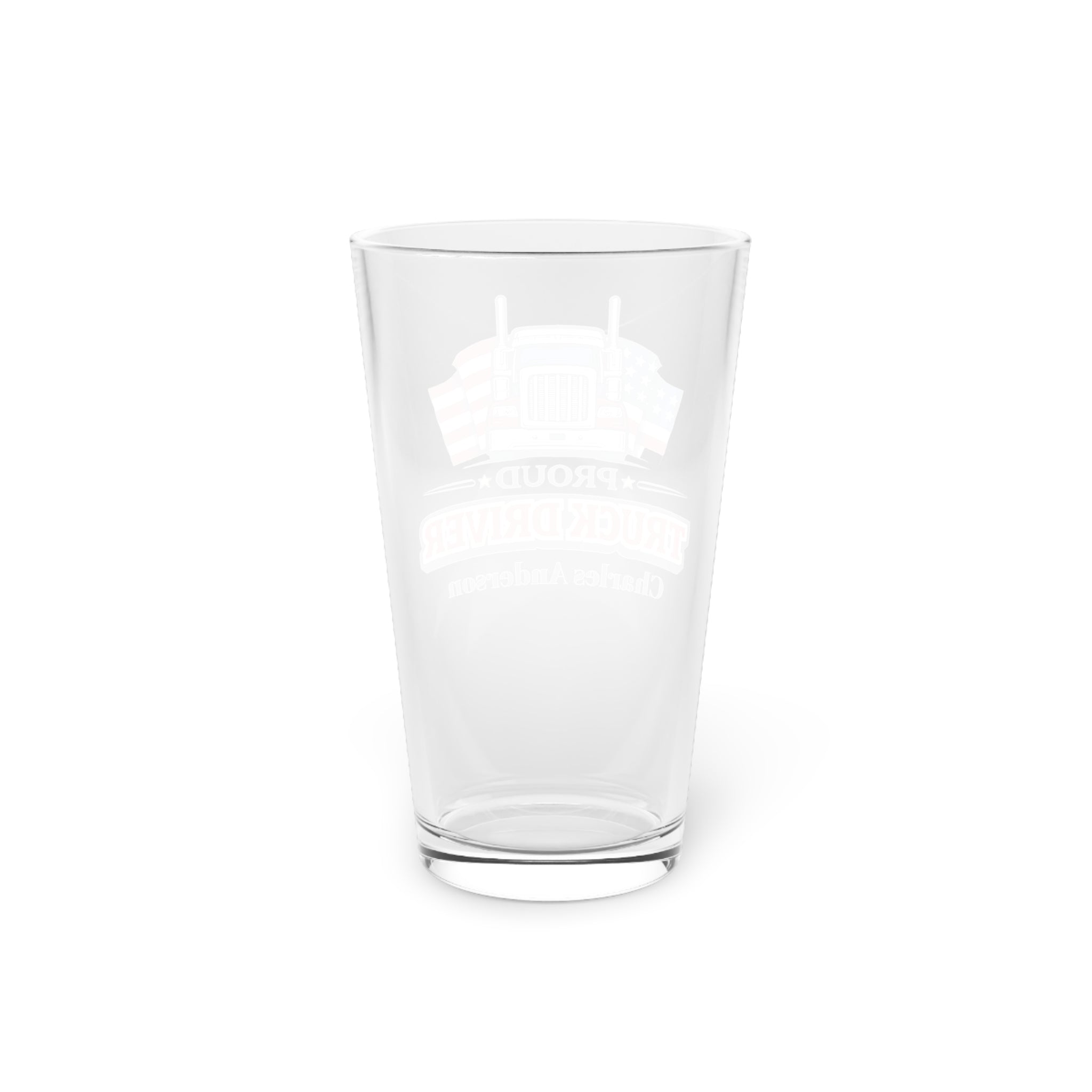 Proud Truck Driver Personalized Pint Glass 16oz  Custom Trucker Beer Glass with Name  Gift for CDL Driver, Trucker Dad Birthday Gift