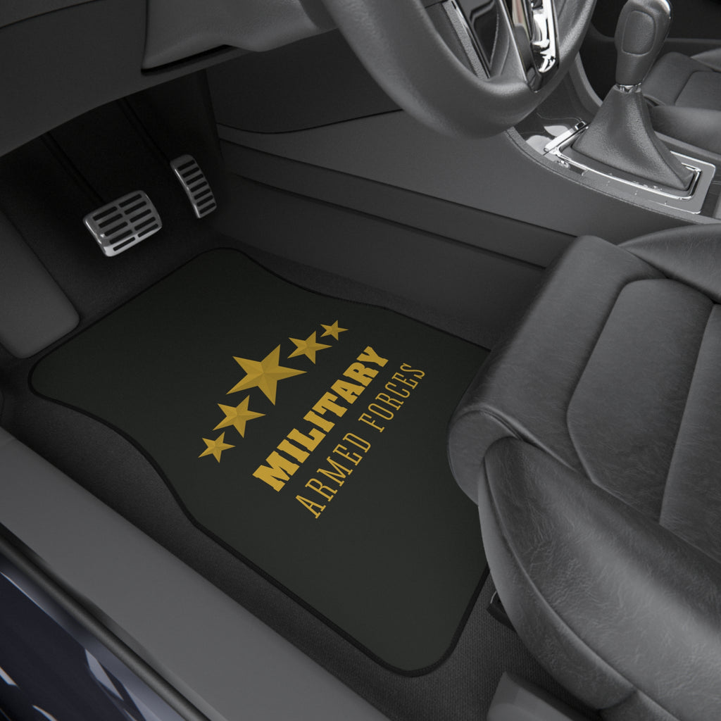 Military Armed Forces Car Mats (Set of 4) — Gold Star Non-Slip Floor Protectors
