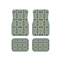 Geometric Tribal Car Mats Set of 4 — Teal Aztec Pattern Auto Floor Liners