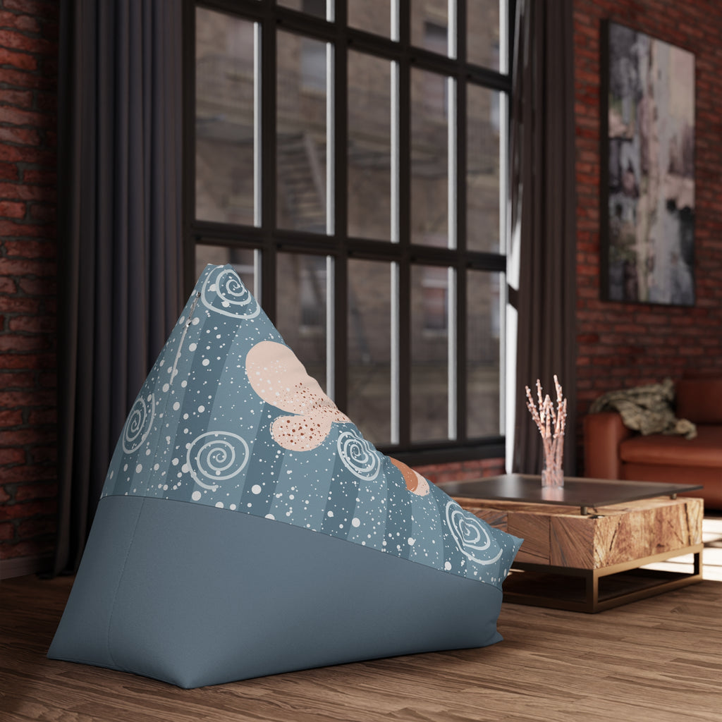 Sleeping Fox Bean Bag Chair Cover | Winter Woodland Pattern, Snowflakes