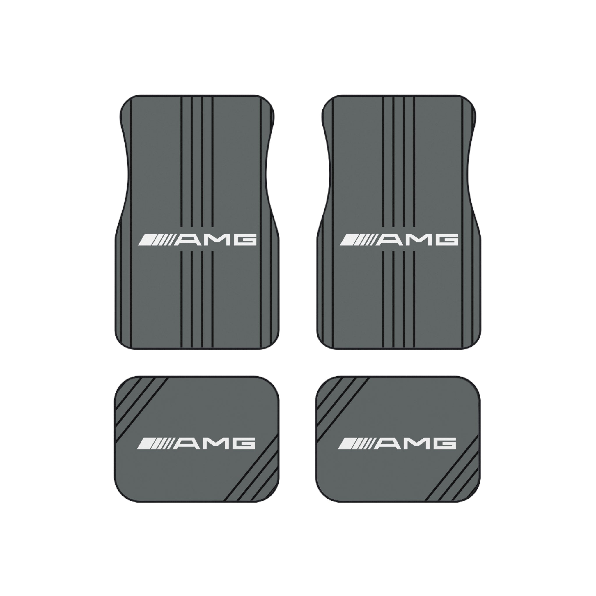 AMG Style Car Floor Mats Set of 4 Gray Universal Performance Auto Mats