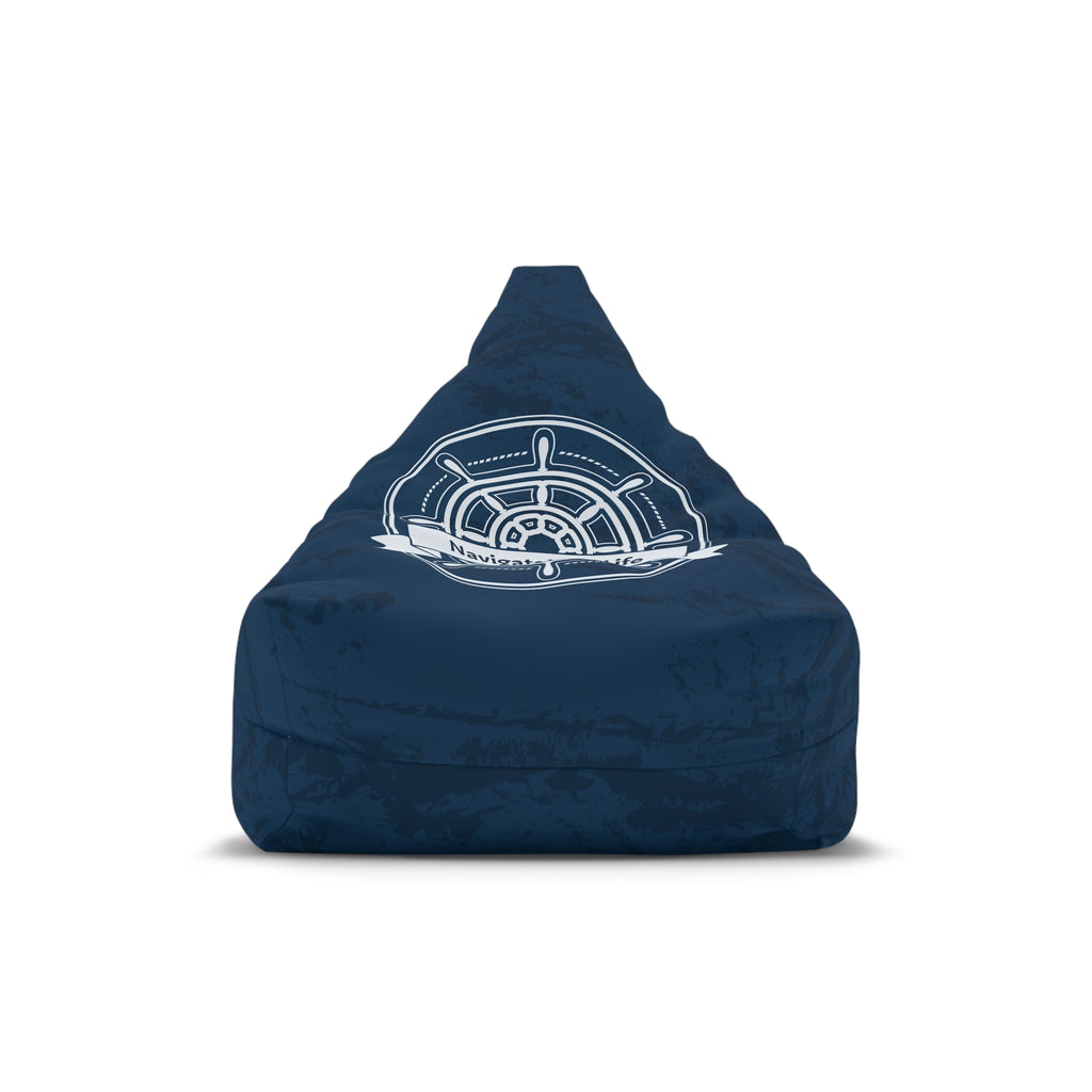 Nautical Compass Bean Bag Chair Cover | Navy Coastal Bean Bag Cover | Beach House Home Decor
