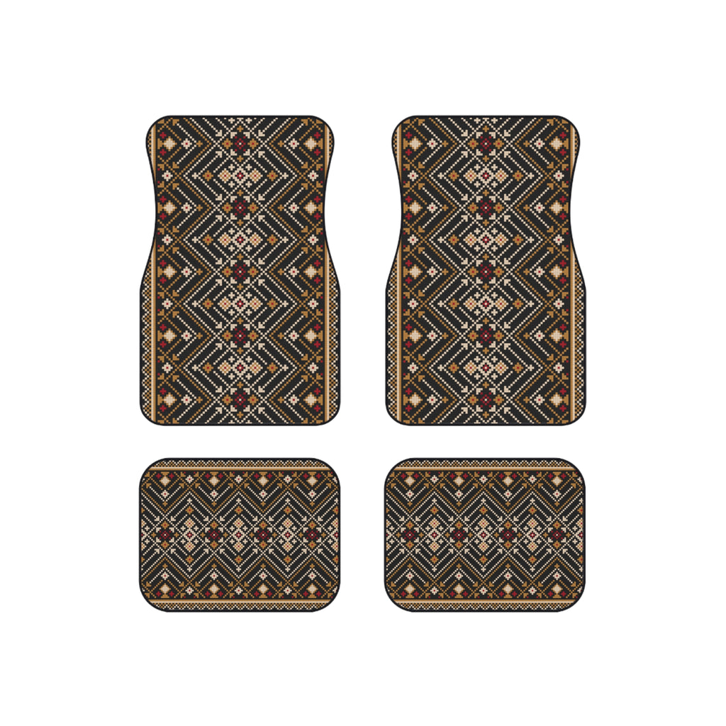Tribal Geometric Car Mats (Set of 4) — Brown Aztec Floor Liners