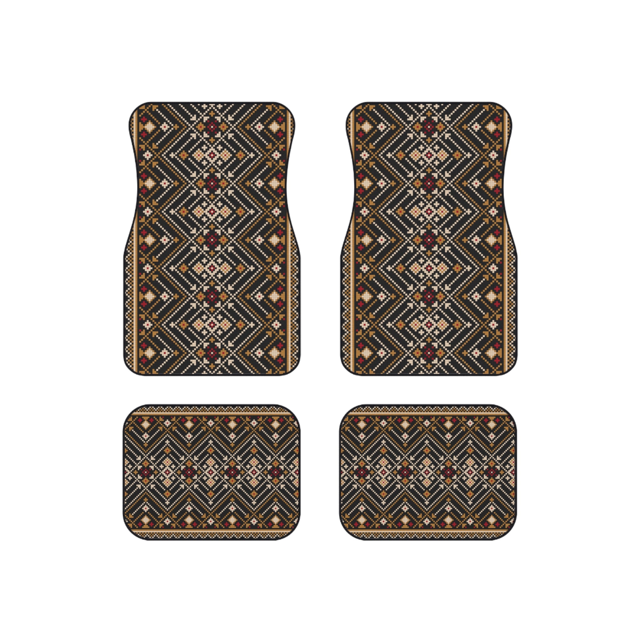 Tribal Geometric Car Mats (Set of 4) — Brown Aztec Floor Liners