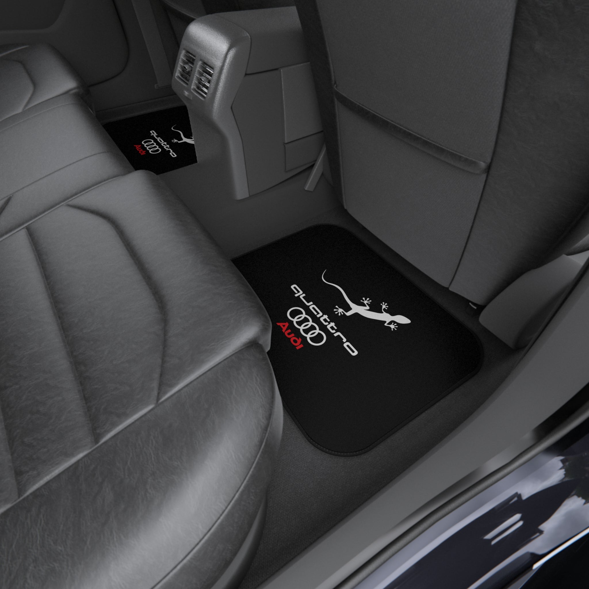 Audi Quattro Style Car Floor Mats Set of 4 Black Universal Auto Mats