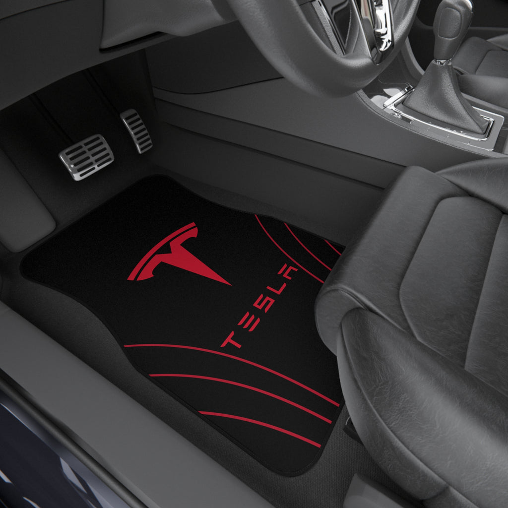 Tesla Logo Car Mats (Set of 4) — Universal Fit All-Weather Floor Liners