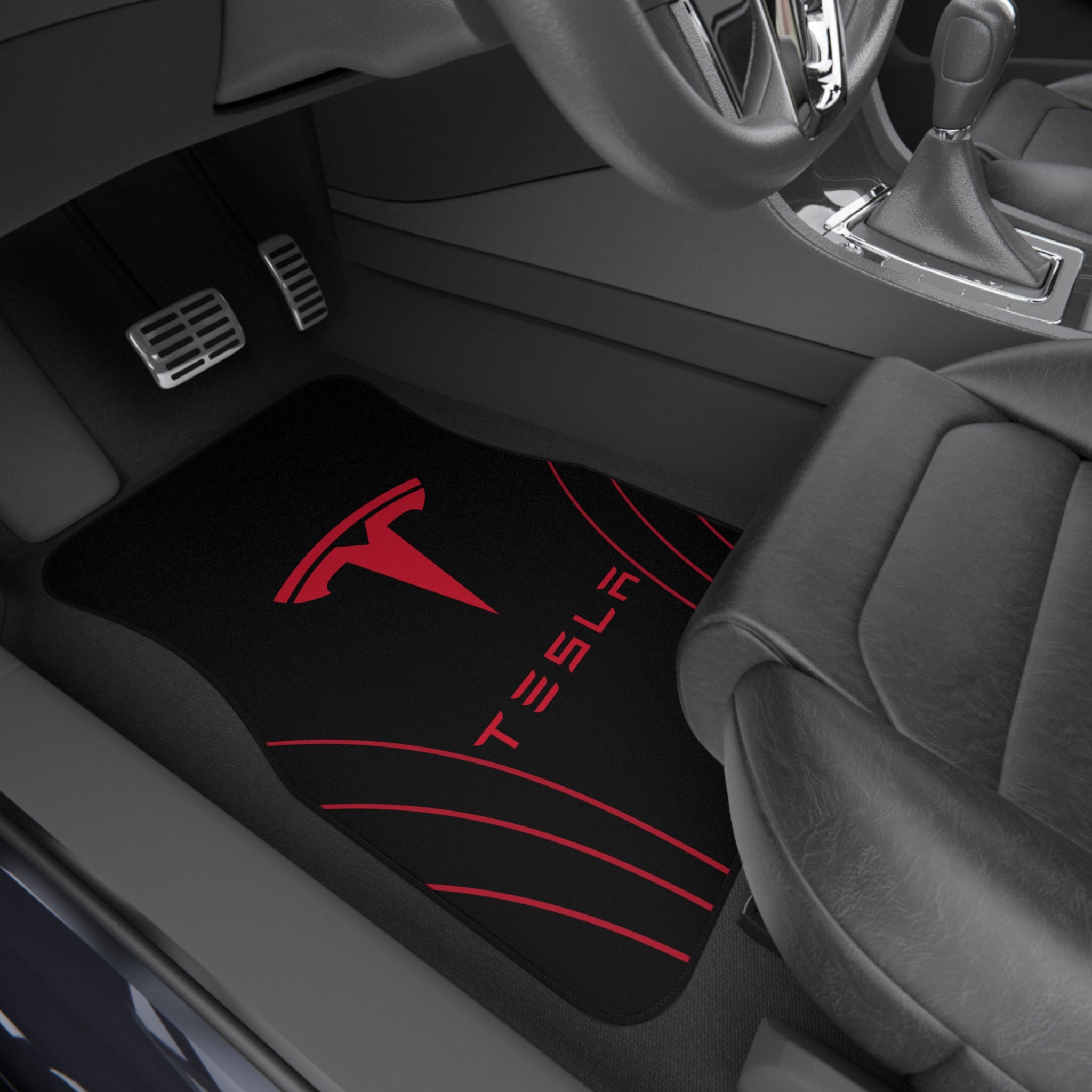Tesla Logo Car Mats (Set of 4) — Universal Fit All-Weather Floor Liners