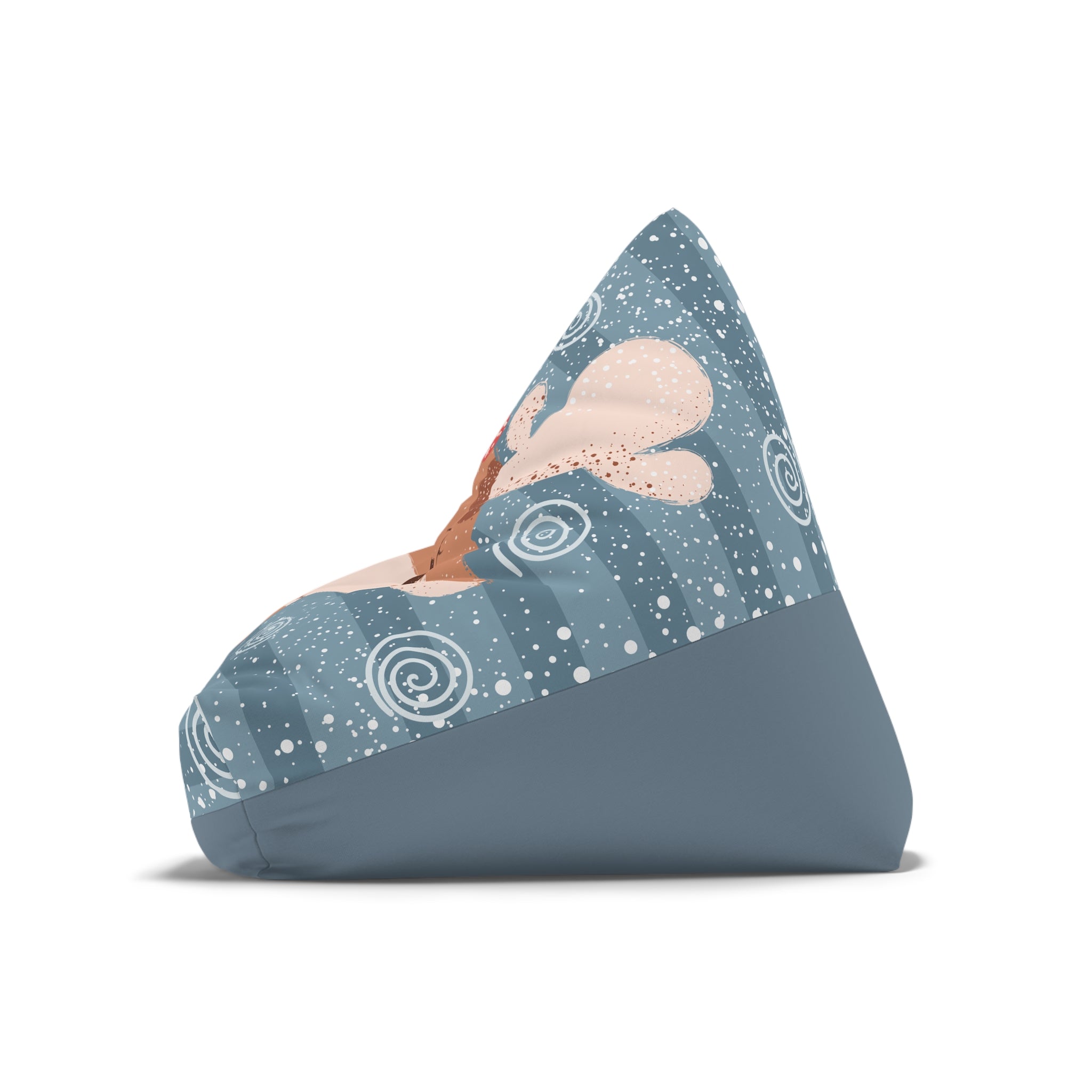 Sleeping Fox Bean Bag Chair Cover | Winter Woodland Pattern, Snowflakes