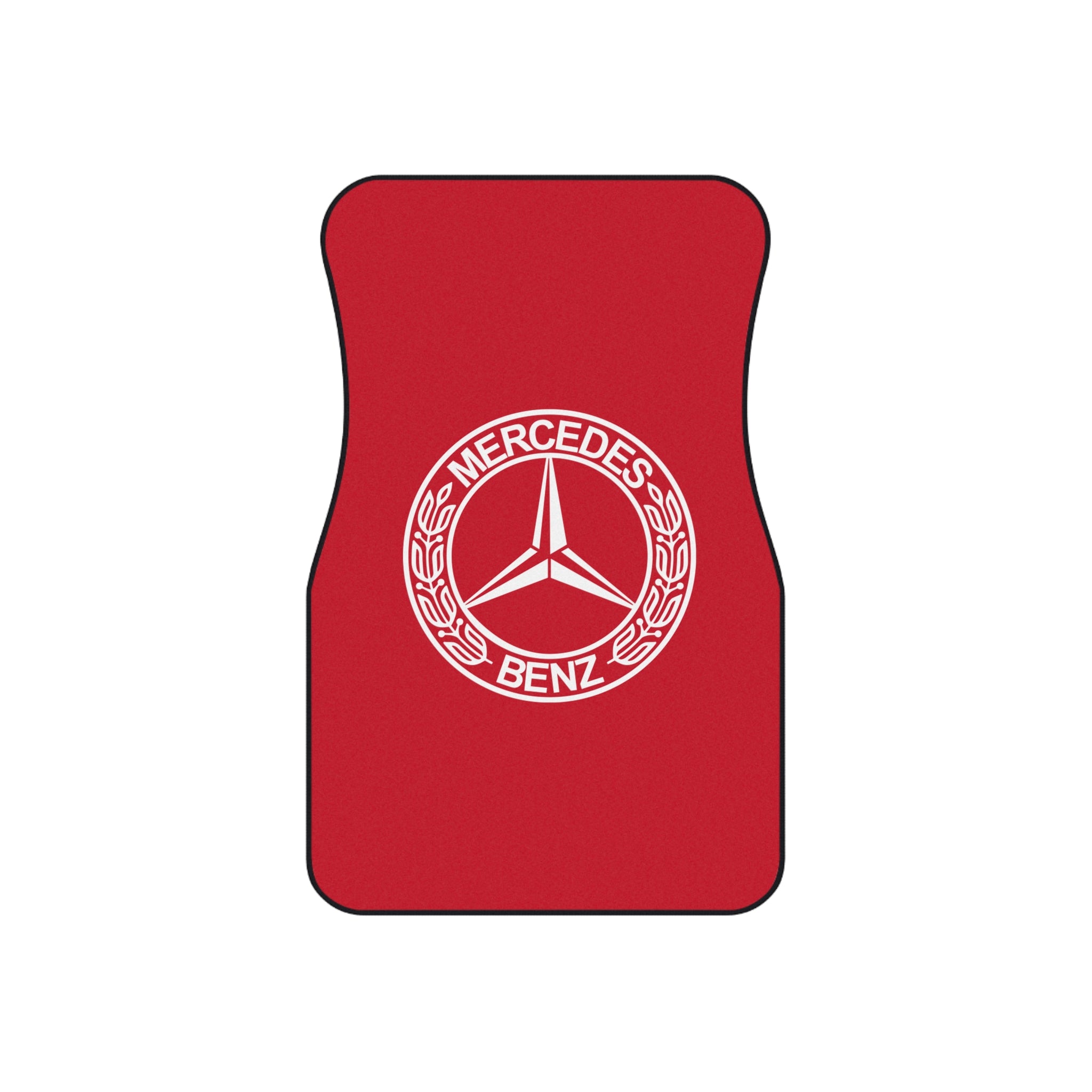 Car Floor Mats Set Compatible with Mercedes Benz Logo Auto Interior Accessories Black Mats Dark Red
