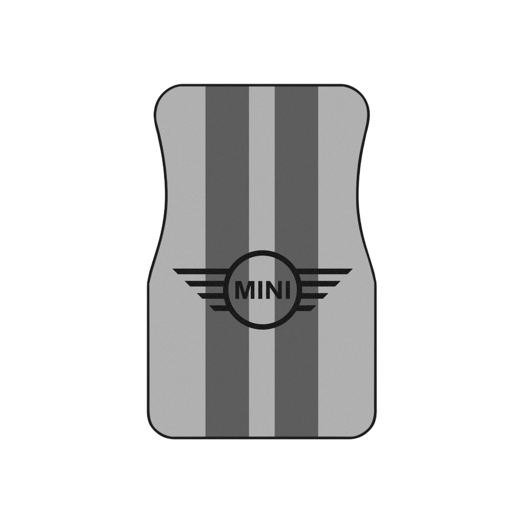 Mini Cooper Stripe Car Mats (Set of 4) — Custom Grey Racing Floor Mats
