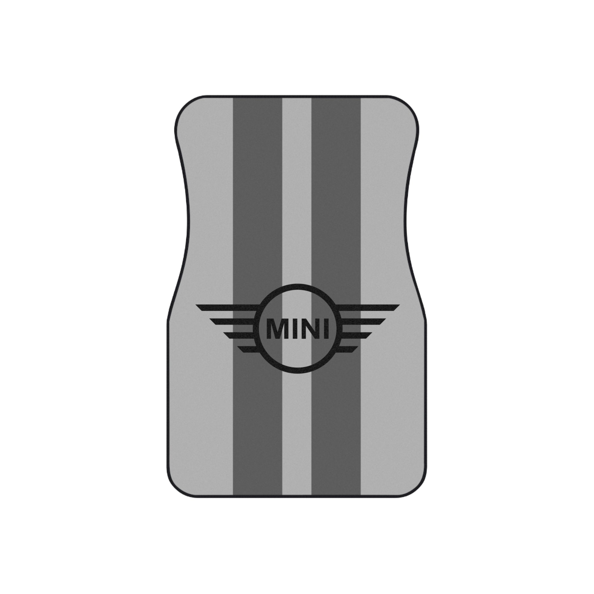 Mini Cooper Stripe Car Mats (Set of 4) — Custom Grey Racing Floor Mats