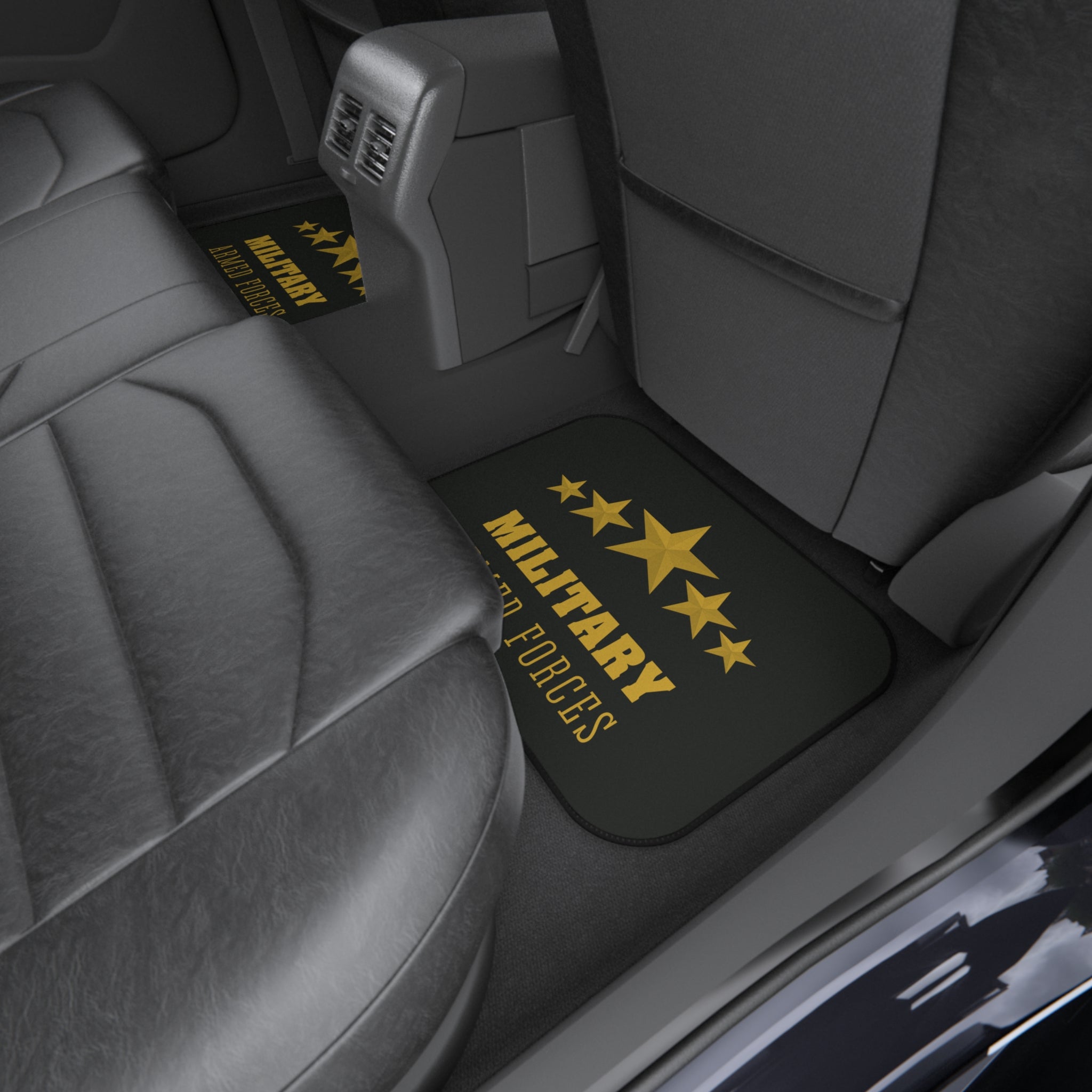 Military Armed Forces Car Mats (Set of 4) — Gold Star Non-Slip Floor Protectors