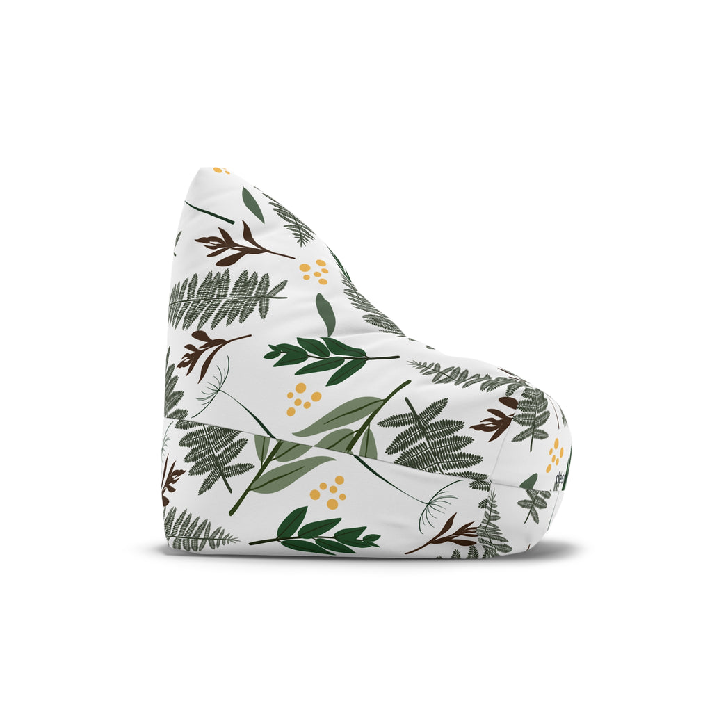 Green Fern Leaves Pattern Bean Bag Chair Cover | Botanical Leaf Print