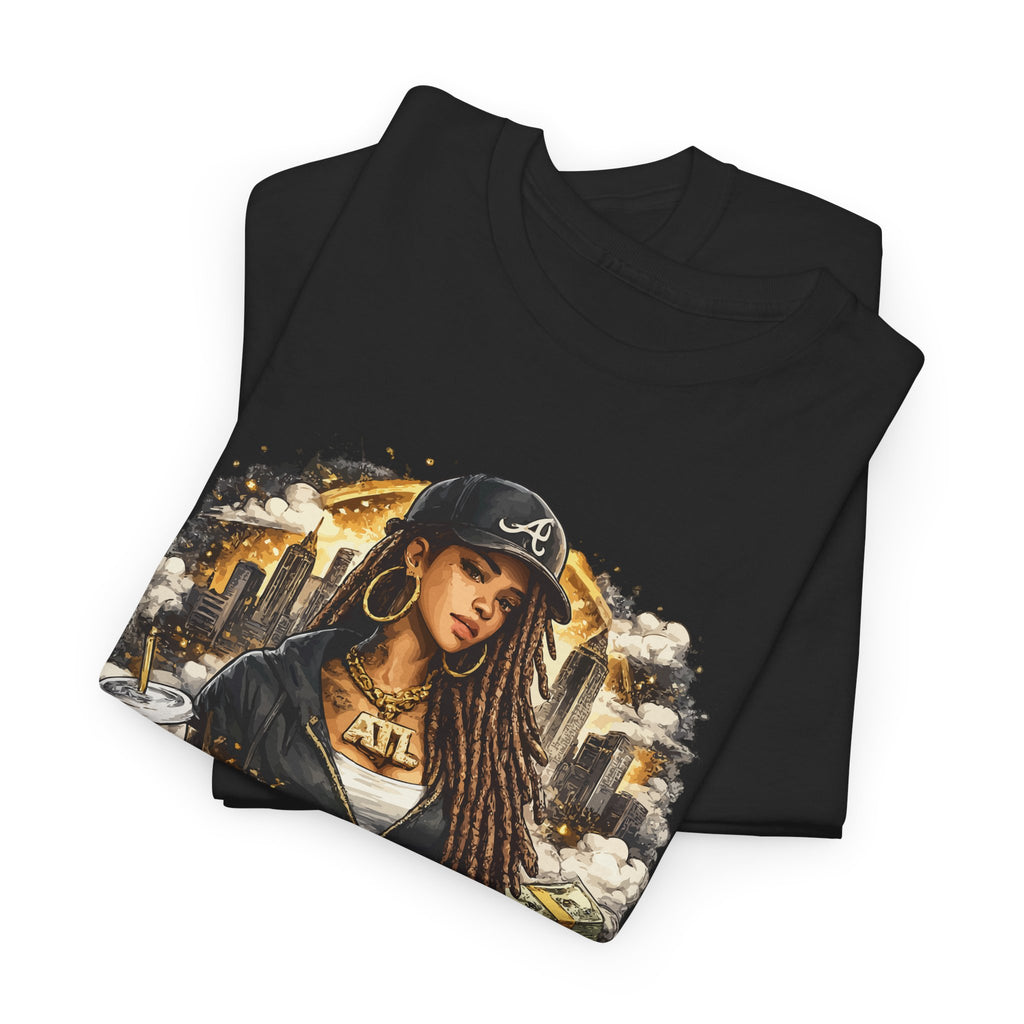 Atlanta Streetwear Graphic T Shirt for Women  Urban Hip Hop Style Tee, City Girl Fashion, Black Unisex Shirt