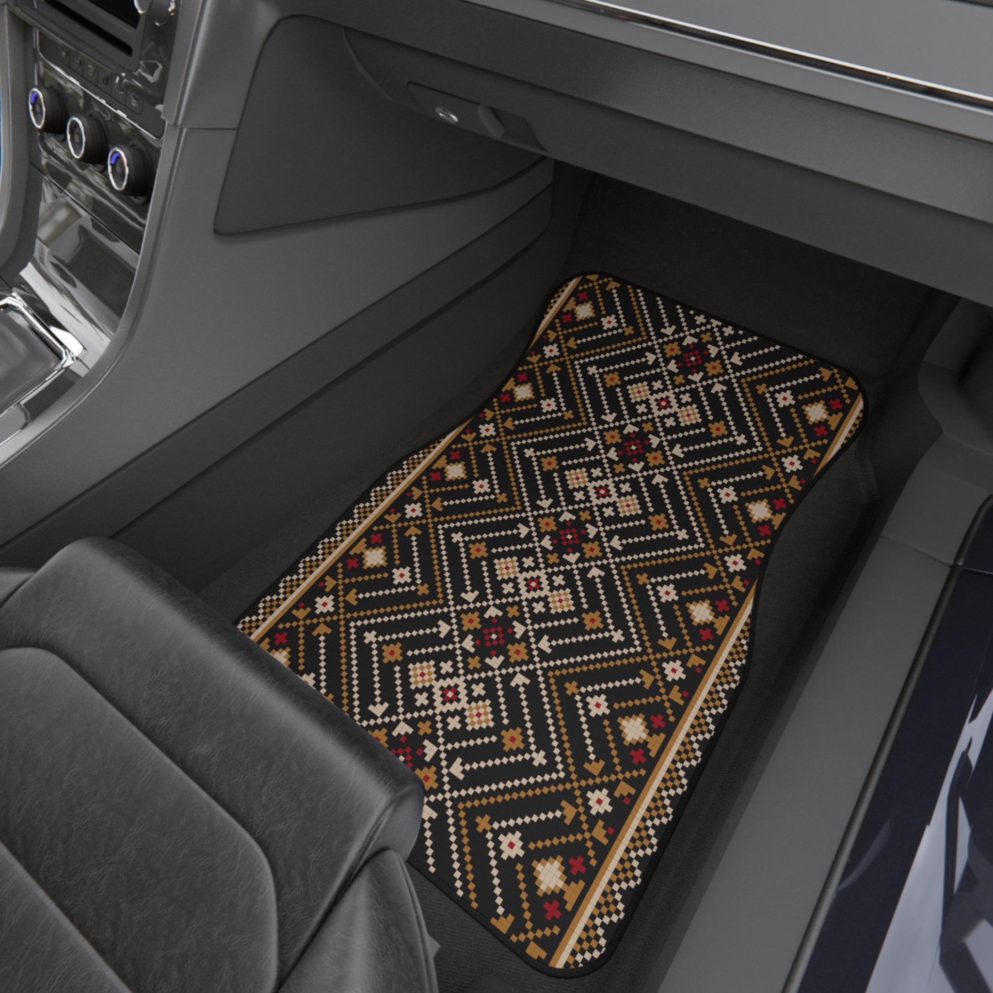 Tribal Geometric Car Mats (Set of 4) — Brown Aztec Floor Liners