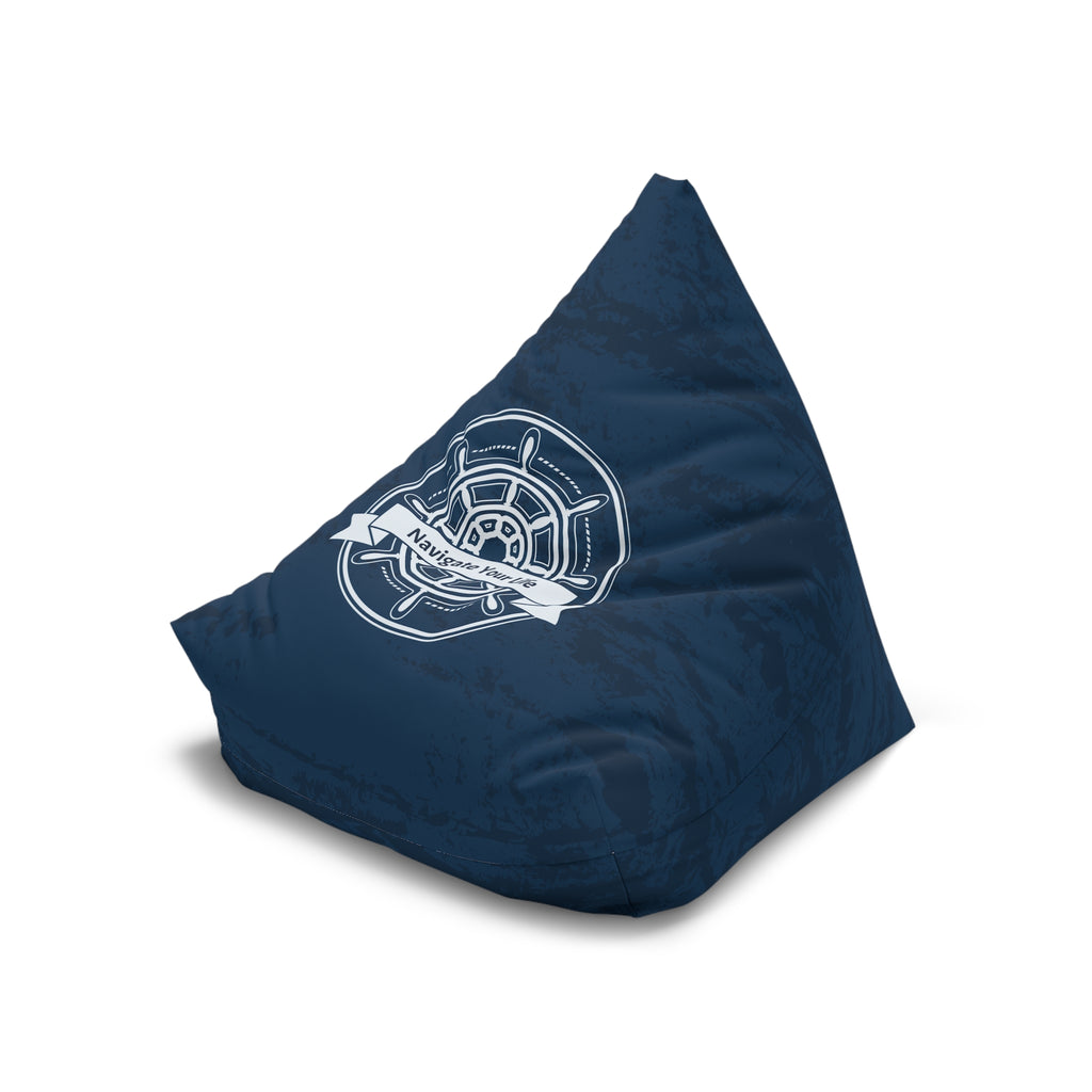 Nautical Compass Bean Bag Chair Cover | Navy Coastal Bean Bag Cover | Beach House Home Decor
